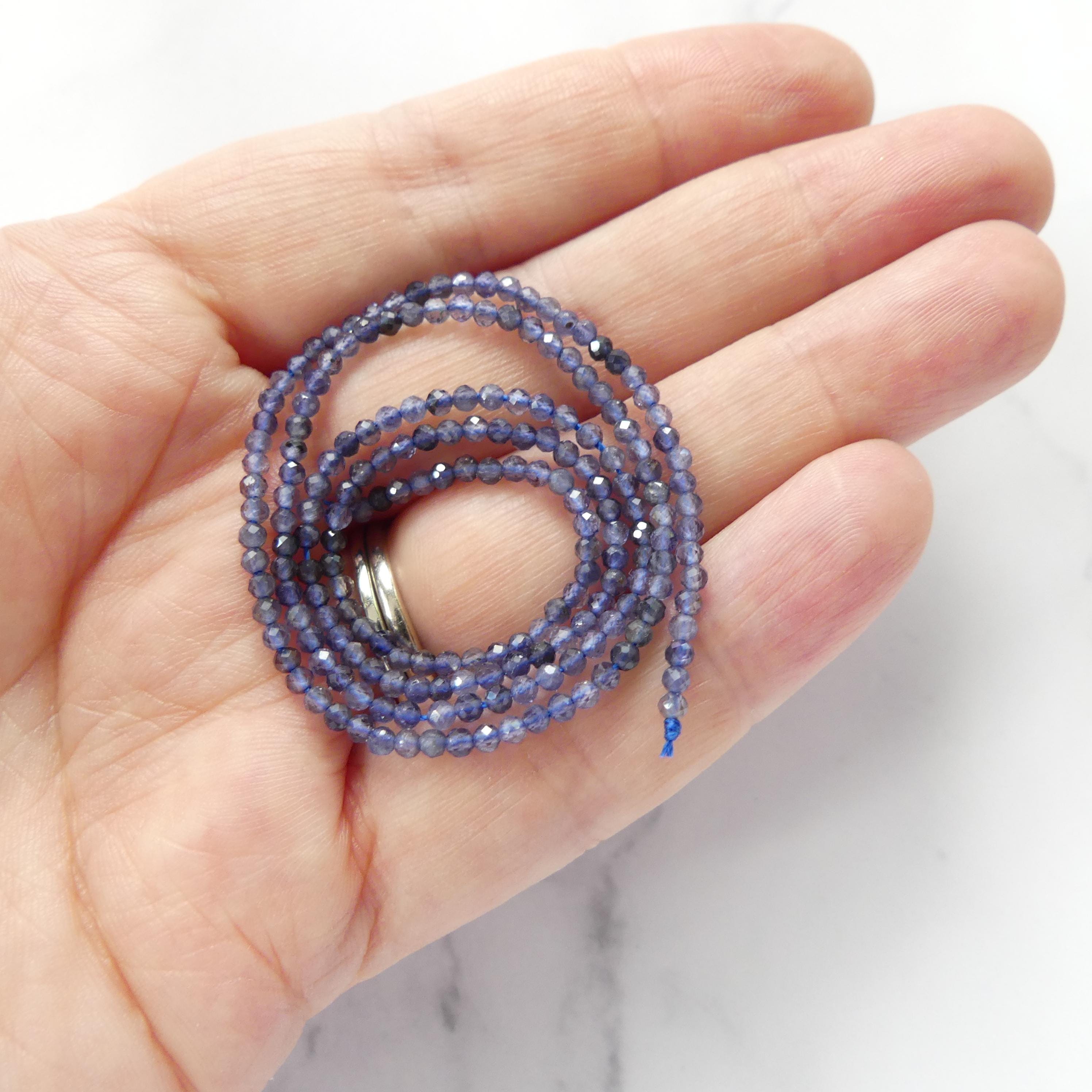 2mm AAA Iolite Micro Faceted Beads Genuine Beads 15" Sparkly Gemstone Beads Beading Crafter Gift