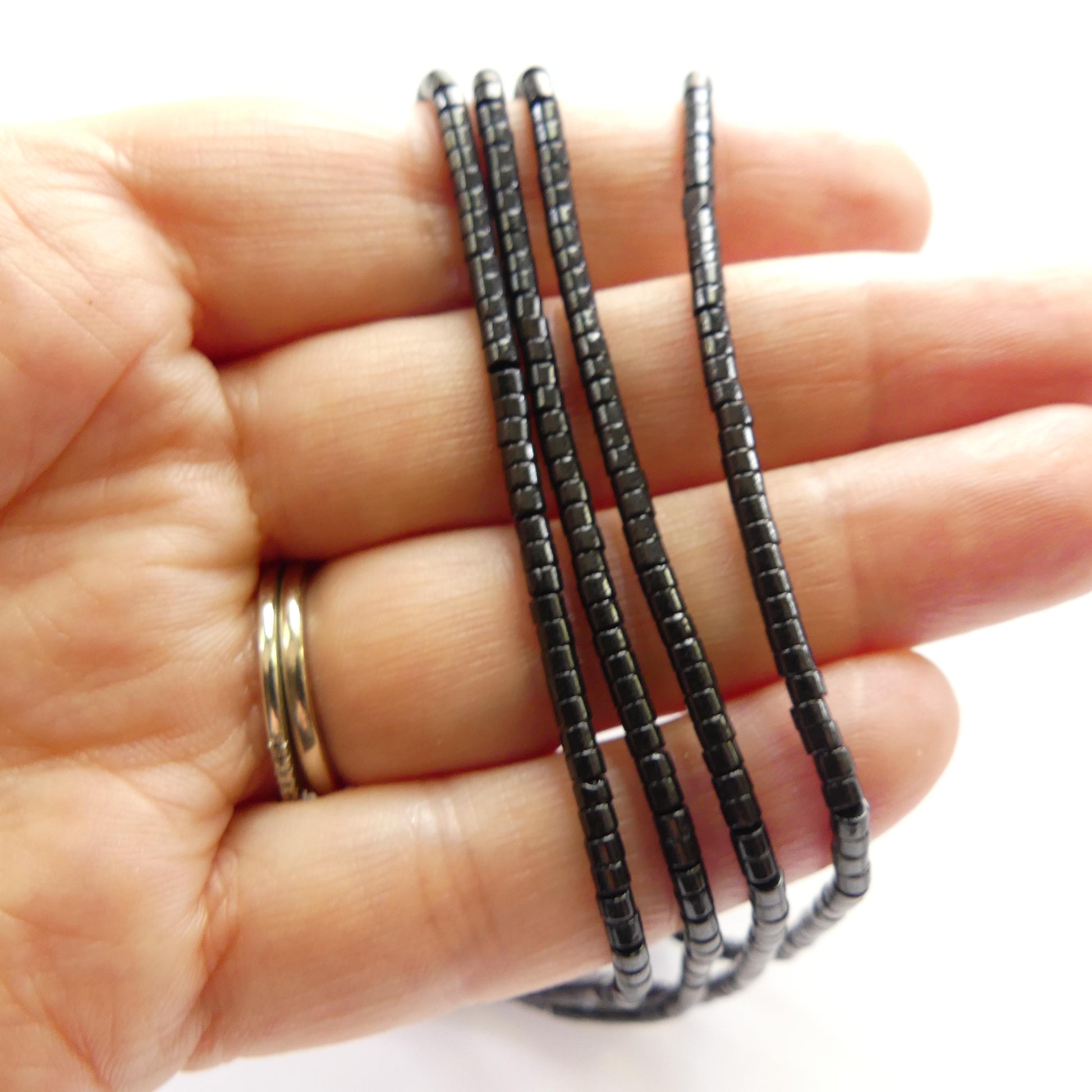 2.5mm Black Spinel Tube Beads Mini Tubes 15" Black Stone Crystal Genuine Gemstone Beads Jewelry Making Beading Craft Gift Beads Seed Beads