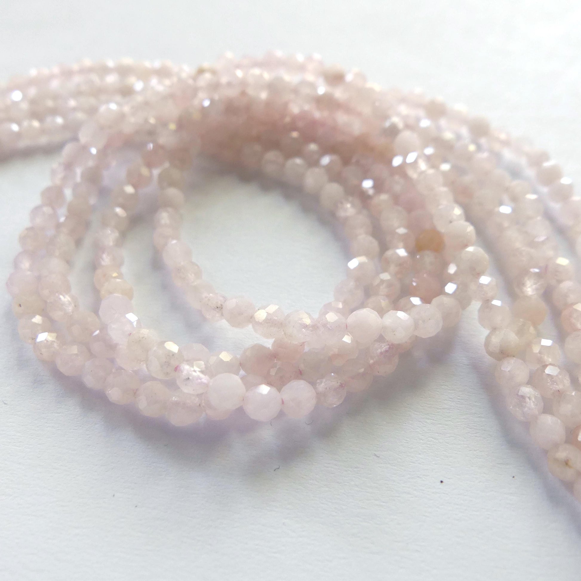 3mm Pink Morganite Beads Micro Faceted Beads 15" Natural Pale Pink Gemstone Beads Beading Crafter Gift July Birthstone DIY Jewelry
