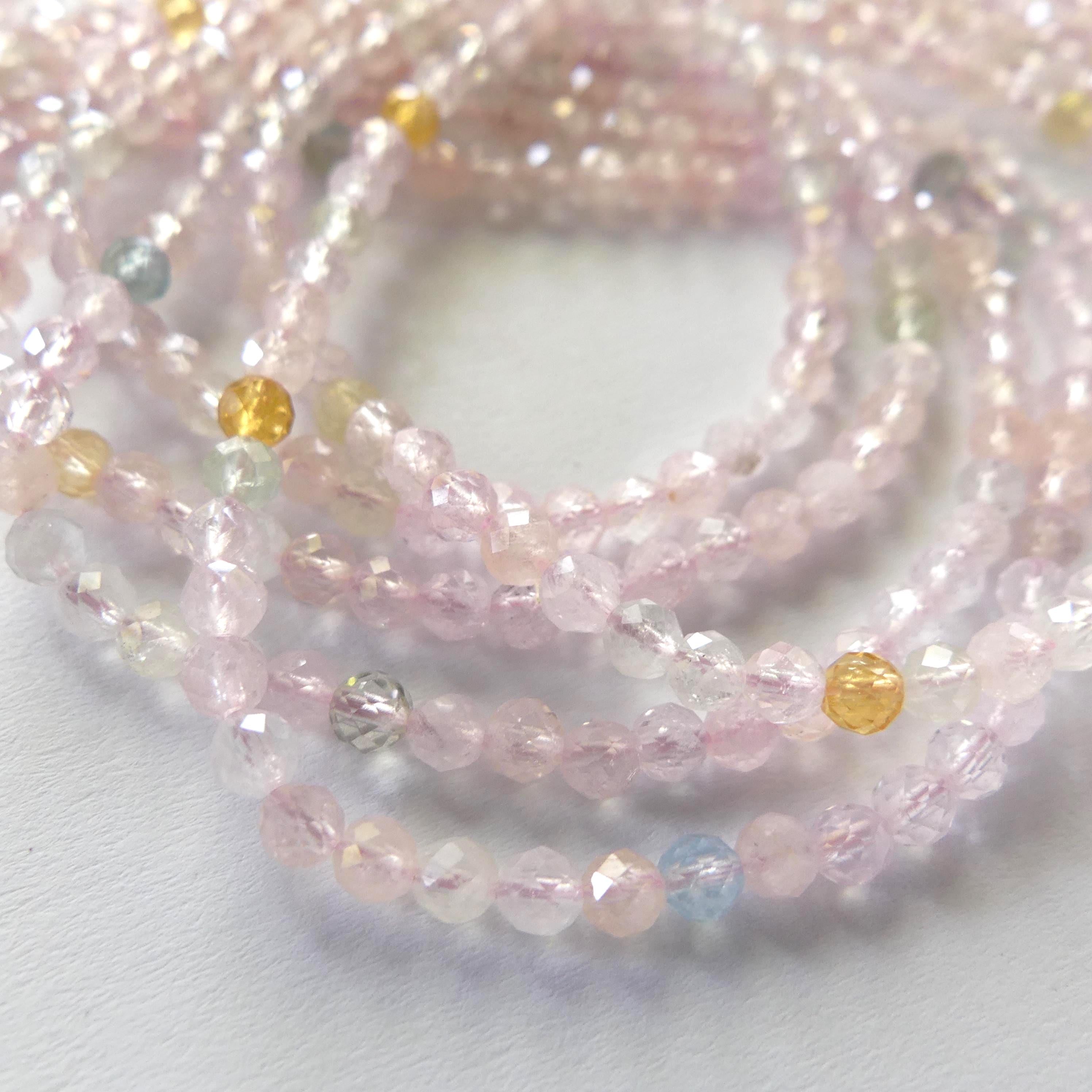 3mm AAA Morganite Beads Beryl Micro Faceted Beads 15" Natural Pastel Gemstone Beads Beading Crafter Gift July Birthstone DIY Jewelry