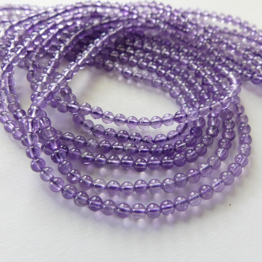 2.5mm 3mm AAA Amethyst Beads Smooth Beads 15" Purple Natural Amethyst Gemstone Beads Beading Crafter Gift February Birthstone