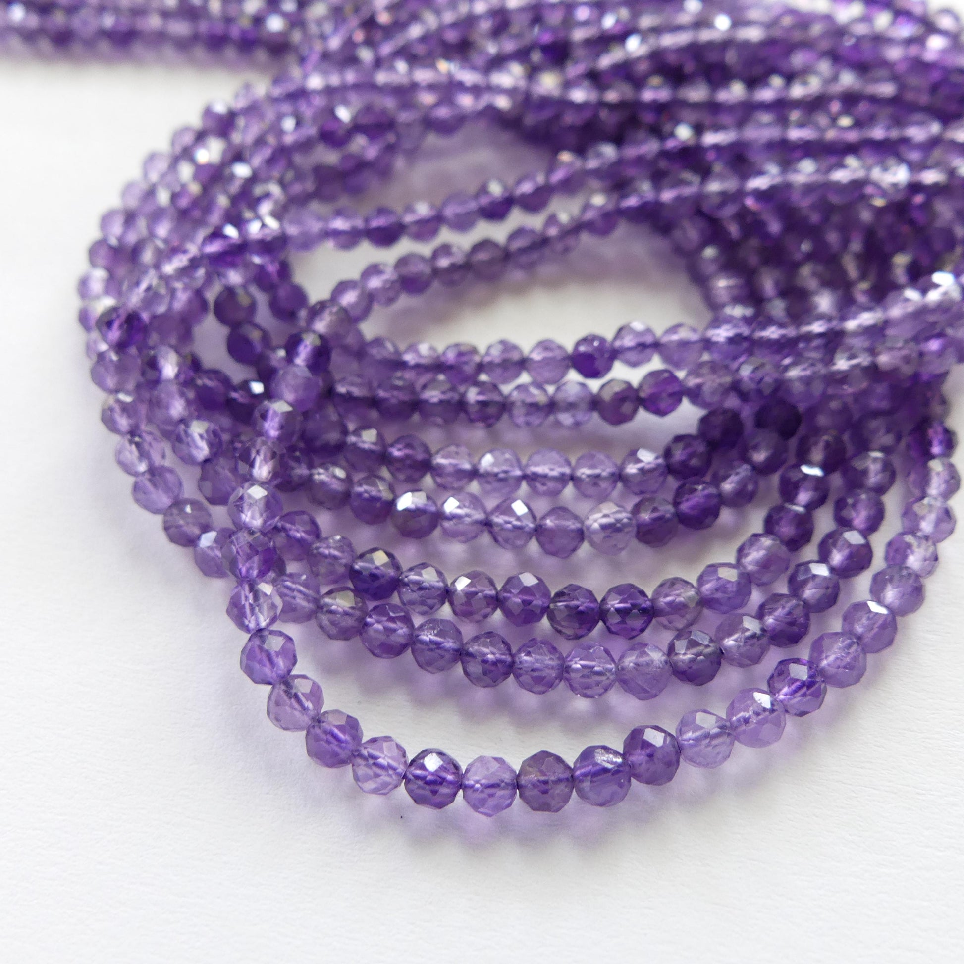 3mm Amethyst Beads Micro Faceted Beads 15" Purple Natural Amethyst Gemstone Beads Beading Crafter Gift February Birthstone