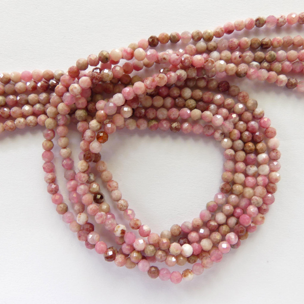 3mm Norwegian Thulite Beads Faceted Genuine Tiny Beads 15" Pink Gemstone Beads for Jewelry Making Beading Craft Gift Seed Beads