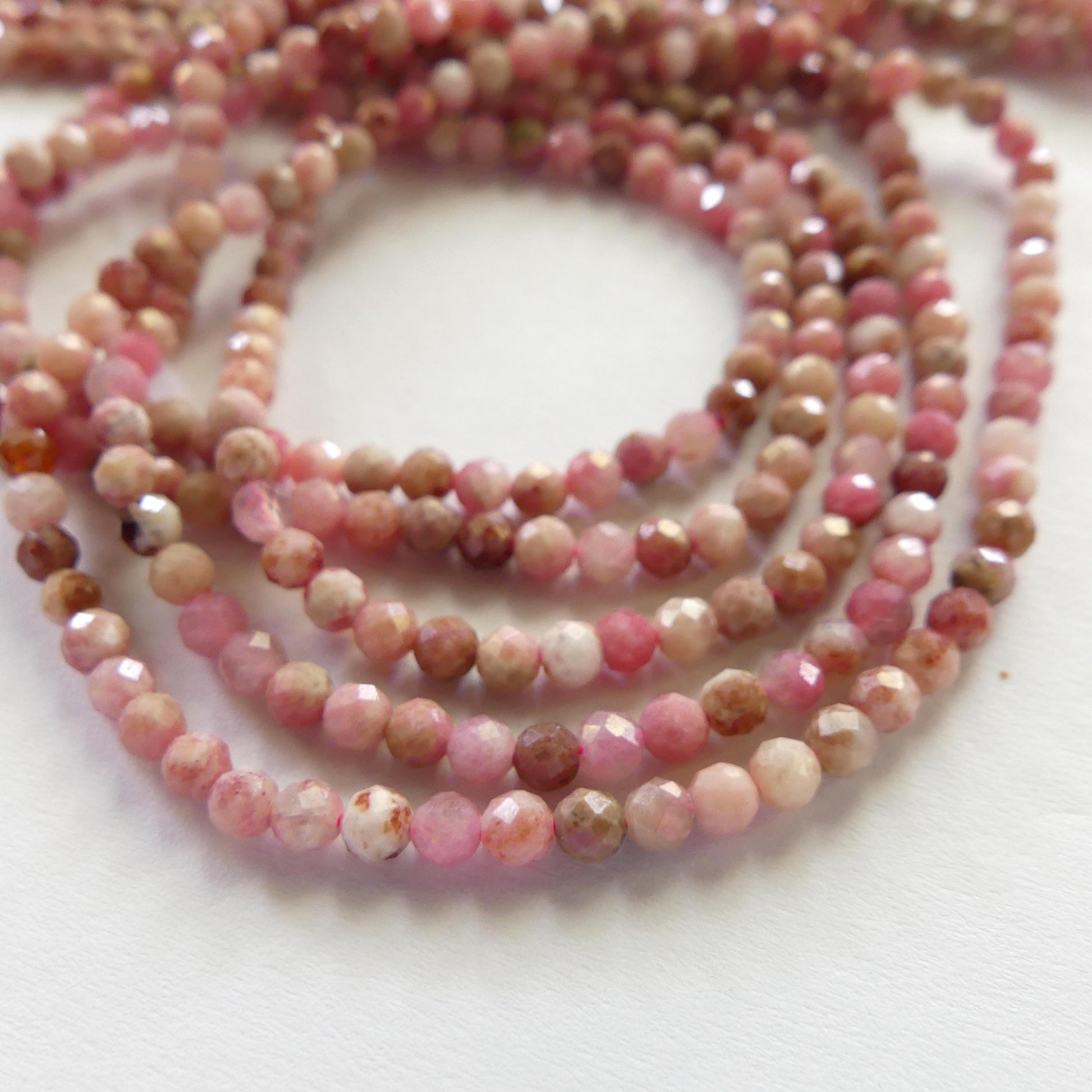 3mm Norwegian Thulite Beads Faceted Genuine Tiny Beads 15" Pink Gemstone Beads for Jewelry Making Beading Craft Gift Seed Beads