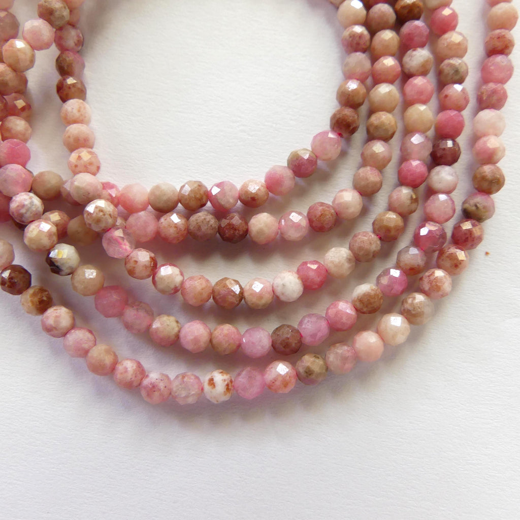 3mm Norwegian Thulite Beads Faceted Genuine Tiny Beads 15" Pink Gemstone Beads for Jewelry Making Beading Craft Gift Seed Beads