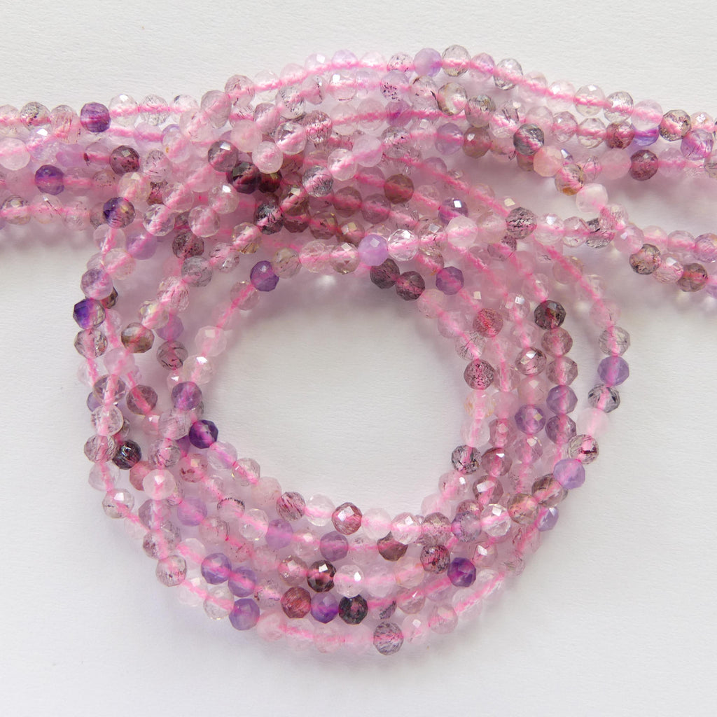 3.5mm Cacoxenite Micro Faceted Beads Super Seven 7 Genuine Beads 15" Sparkly Gemstone Melody Stone Beads Beading Crafter Gift