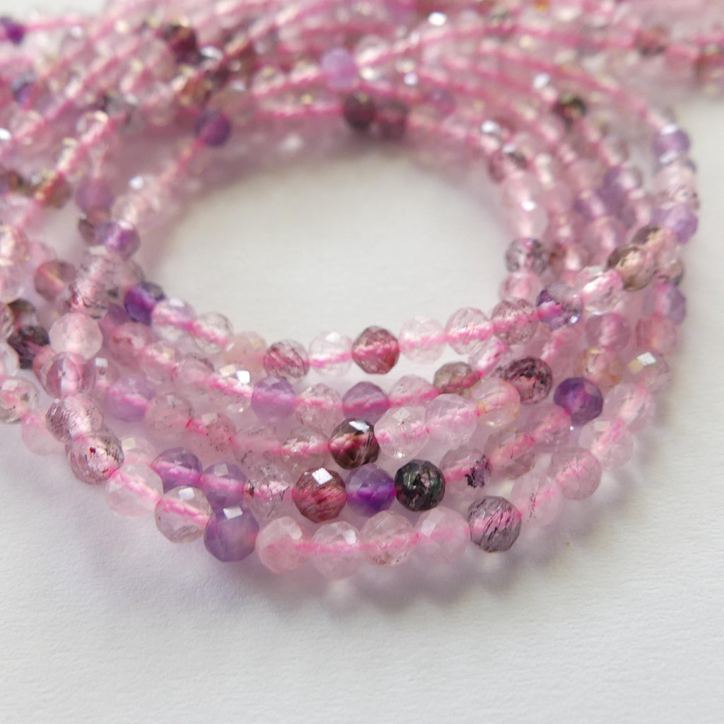 3.5mm Cacoxenite Micro Faceted Beads Super Seven 7 Genuine Beads 15" Sparkly Gemstone Melody Stone Beads Beading Crafter Gift