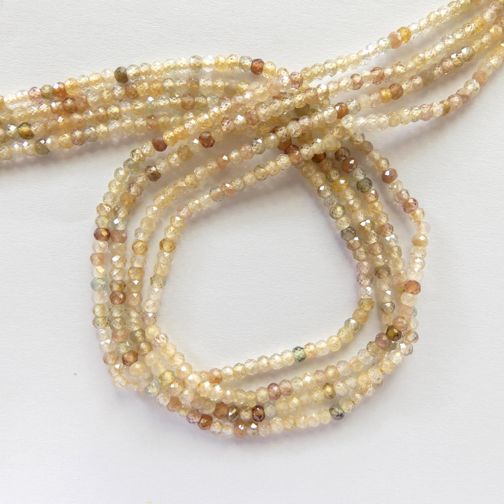 3mm Natural AAA Zircon Micro Faceted Beads Rondelle Genuine Zircon 15" Transparent Sparkly Gemstone Beads for Jewelry Making