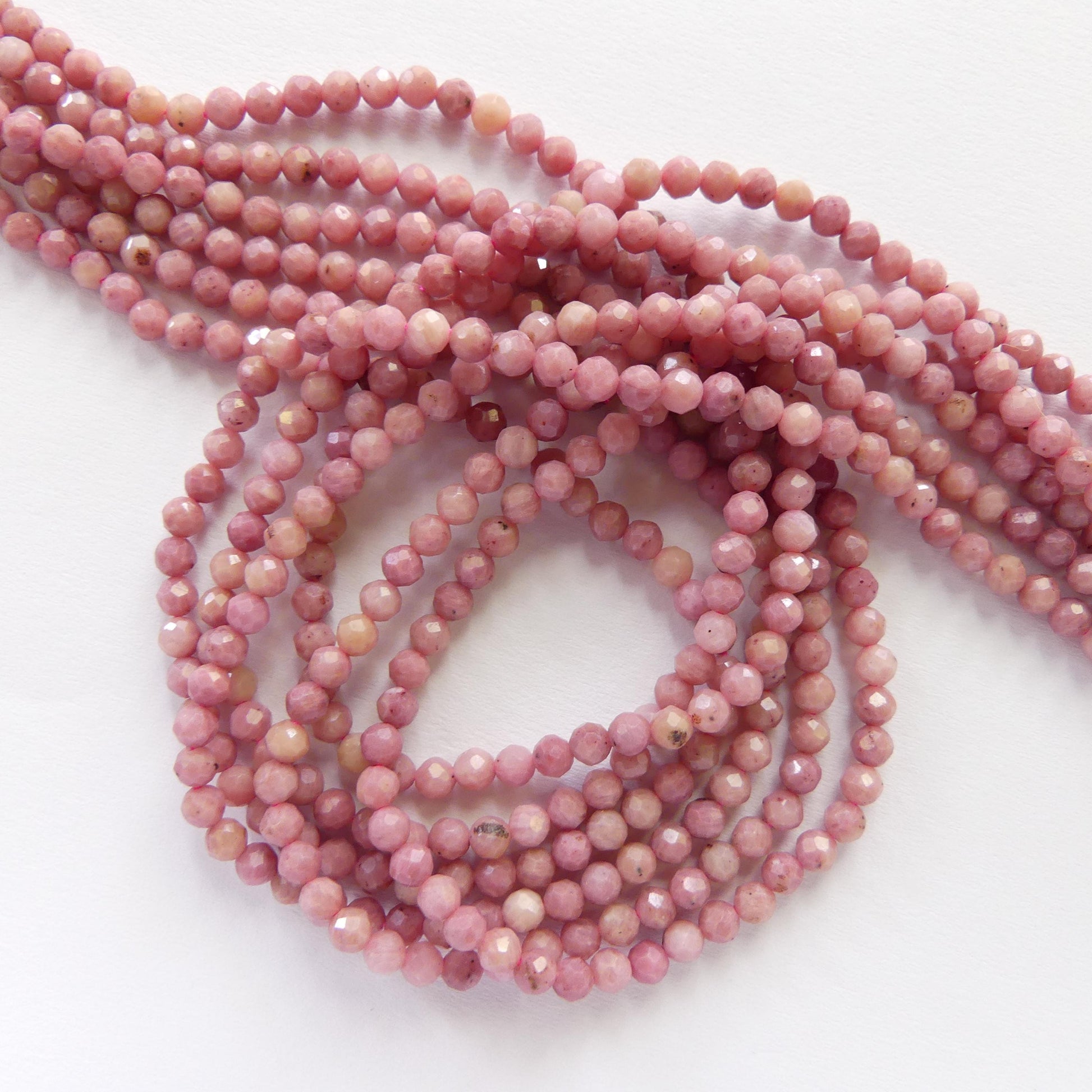 3mm Pink Petrified Wood Jasper Faceted Beads Genuine Small Pink Jasper Beads 15" Gemstone Beads for Jewelry Making