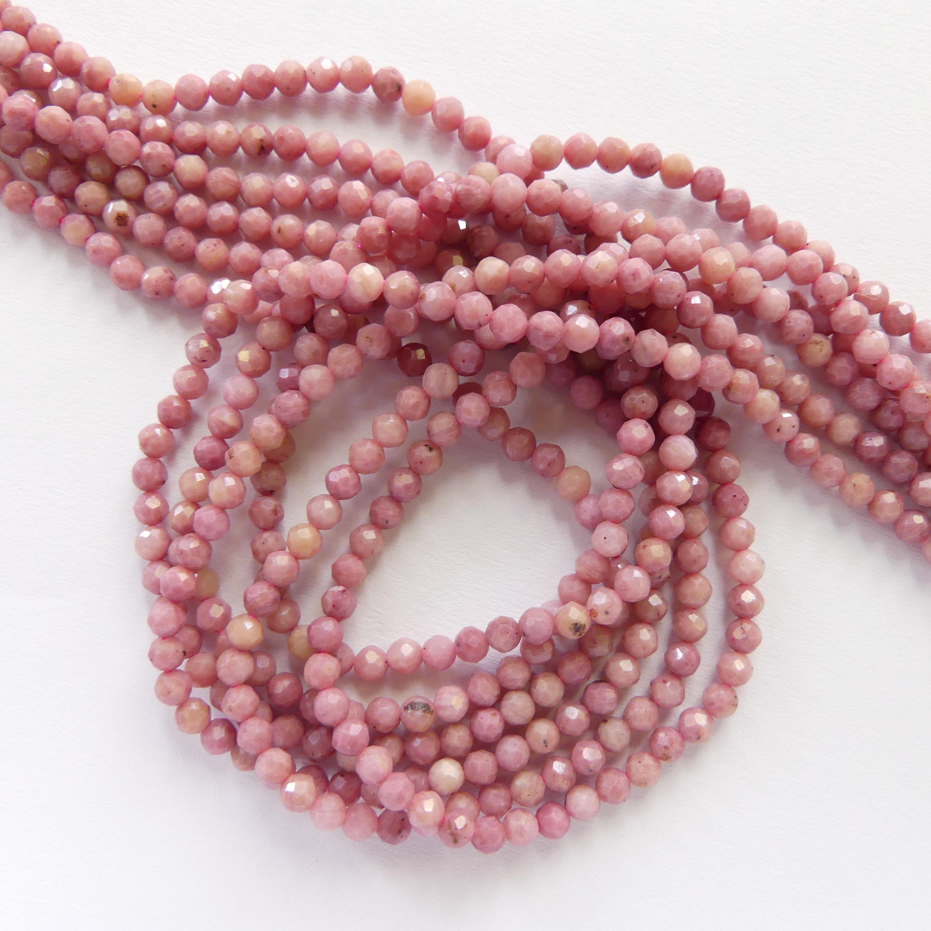 3mm Pink Petrified Wood Jasper Faceted Beads Genuine Small Pink Jasper Beads 15" Gemstone Beads for Jewelry Making