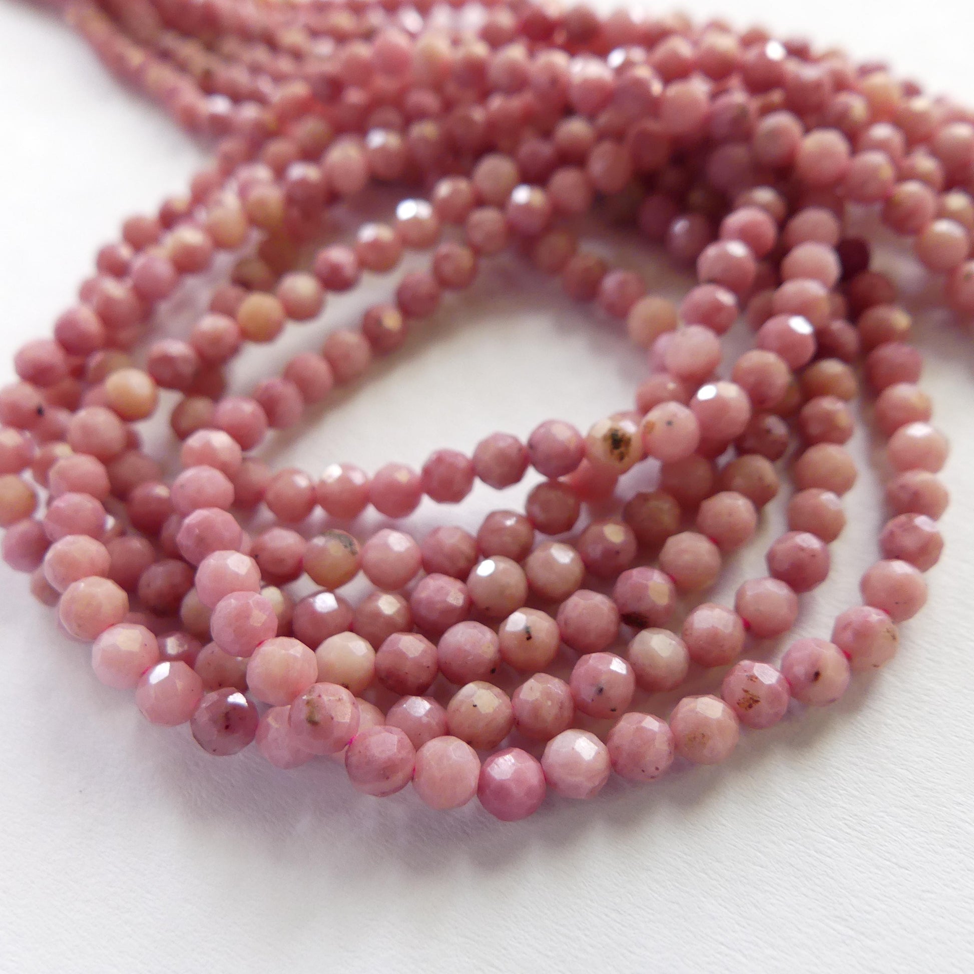 3mm Pink Petrified Wood Jasper Faceted Beads Genuine Small Pink Jasper Beads 15" Gemstone Beads for Jewelry Making