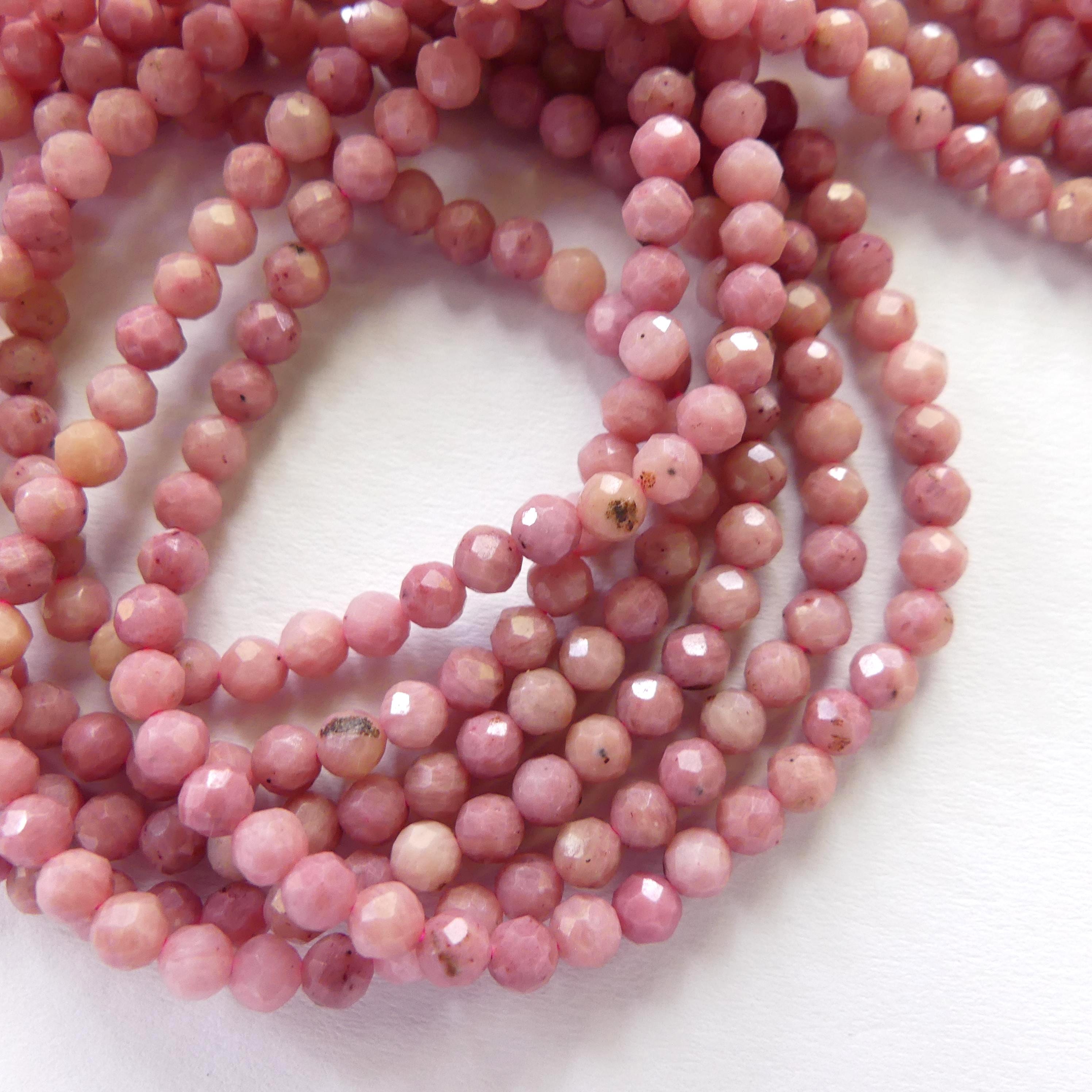 3mm Pink Petrified Wood Jasper Faceted Beads Genuine Small Pink Jasper Beads 15" Gemstone Beads for Jewelry Making