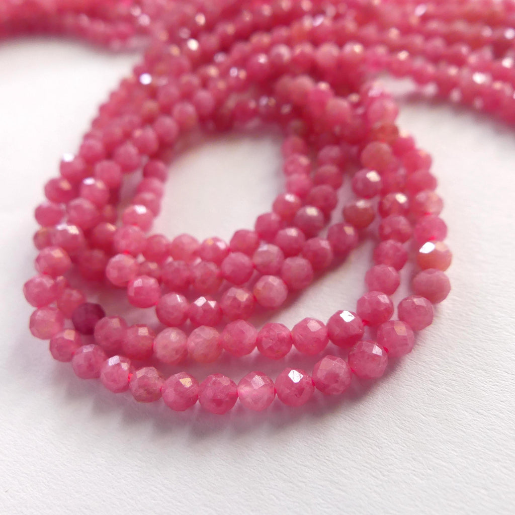 3mm AAA Rhodonite Beads Faceted 15" Pink Genuine Gemstone Beads for Jewelry Making Beading Craft Gift Beads Self-Love Abundance
