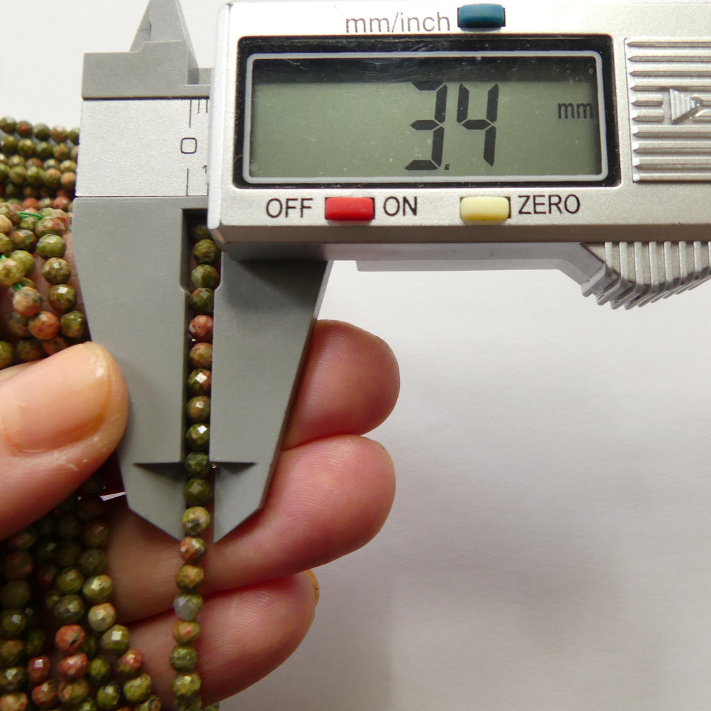 3mm Unakite Faceted Beads 15" Green Orange Genuine Gemstone Beads for Jewelry Making Beading Craft Gift DIY Jewelry