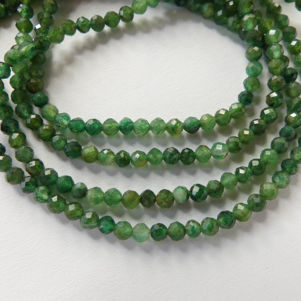 3.5mm Natural Fuchsite Micro Faceted Beads Genuine Small Emerald Green Beads 15" Gemstone Beads for Jewelry Making