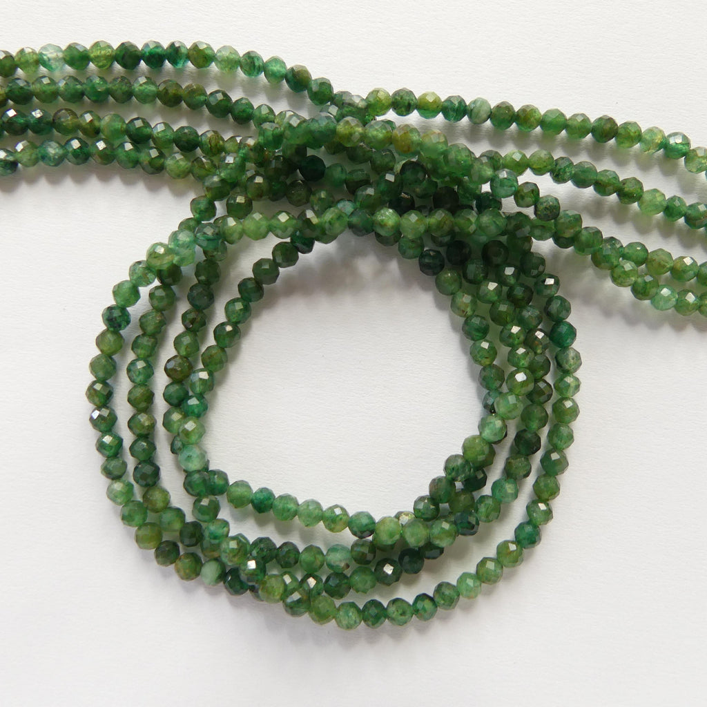 3.5mm Natural Fuchsite Micro Faceted Beads Genuine Small Emerald Green Beads 15" Gemstone Beads for Jewelry Making