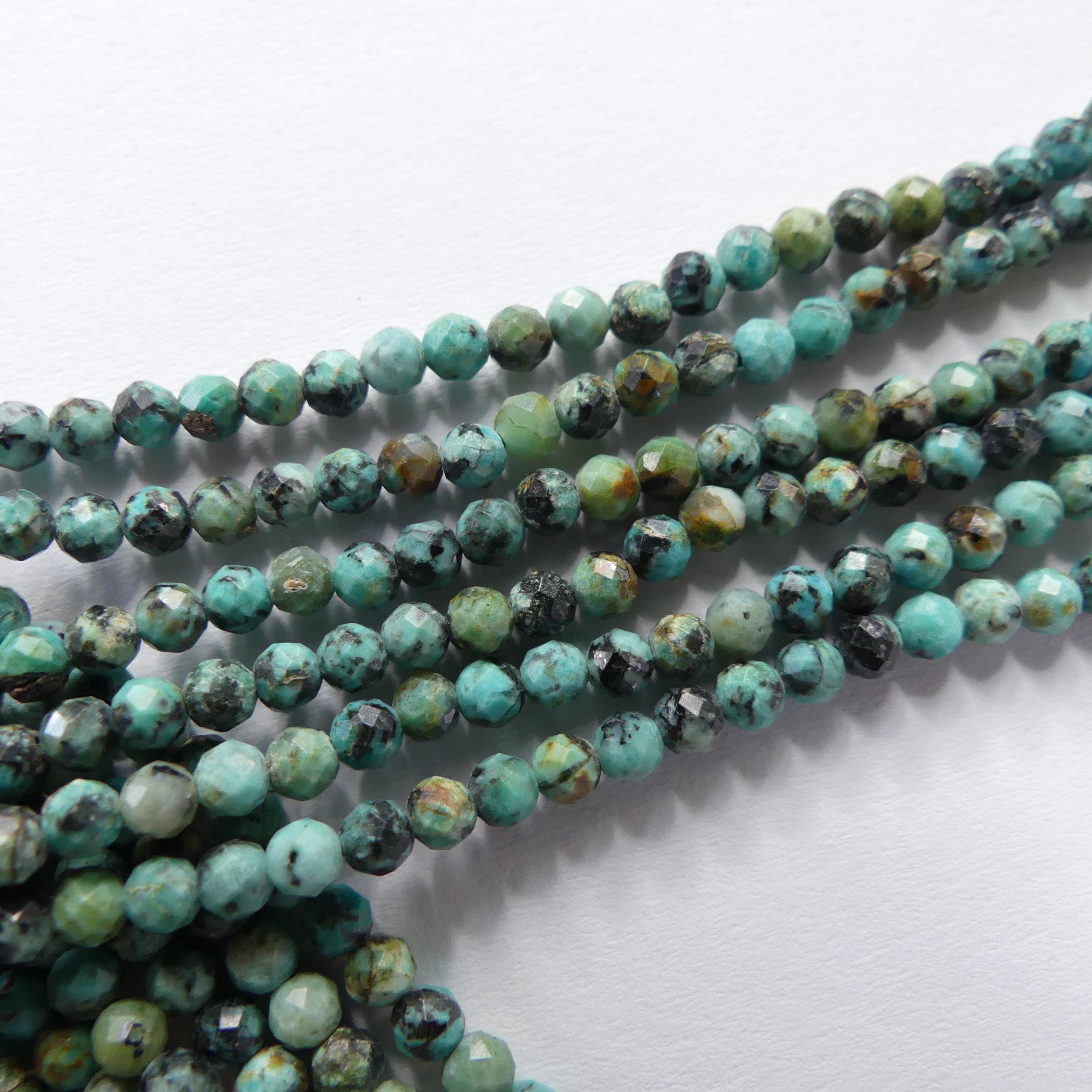 3mm African Turquoise Faceted Beads 15" Turquoise Genuine Gemstone Beads for Jewelry Making Beading Craft Gift Beads December Birthstone