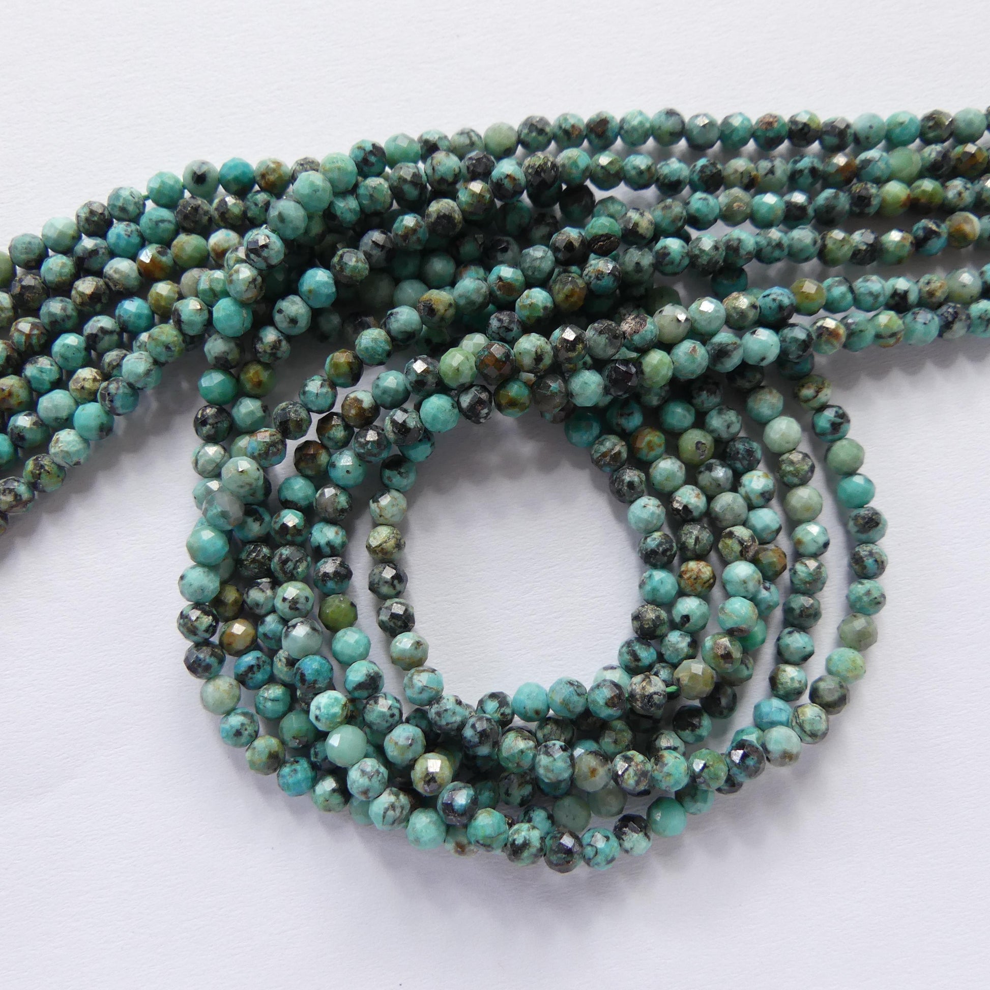3mm African Turquoise Faceted Beads 15" Turquoise Genuine Gemstone Beads for Jewelry Making Beading Craft Gift Beads December Birthstone