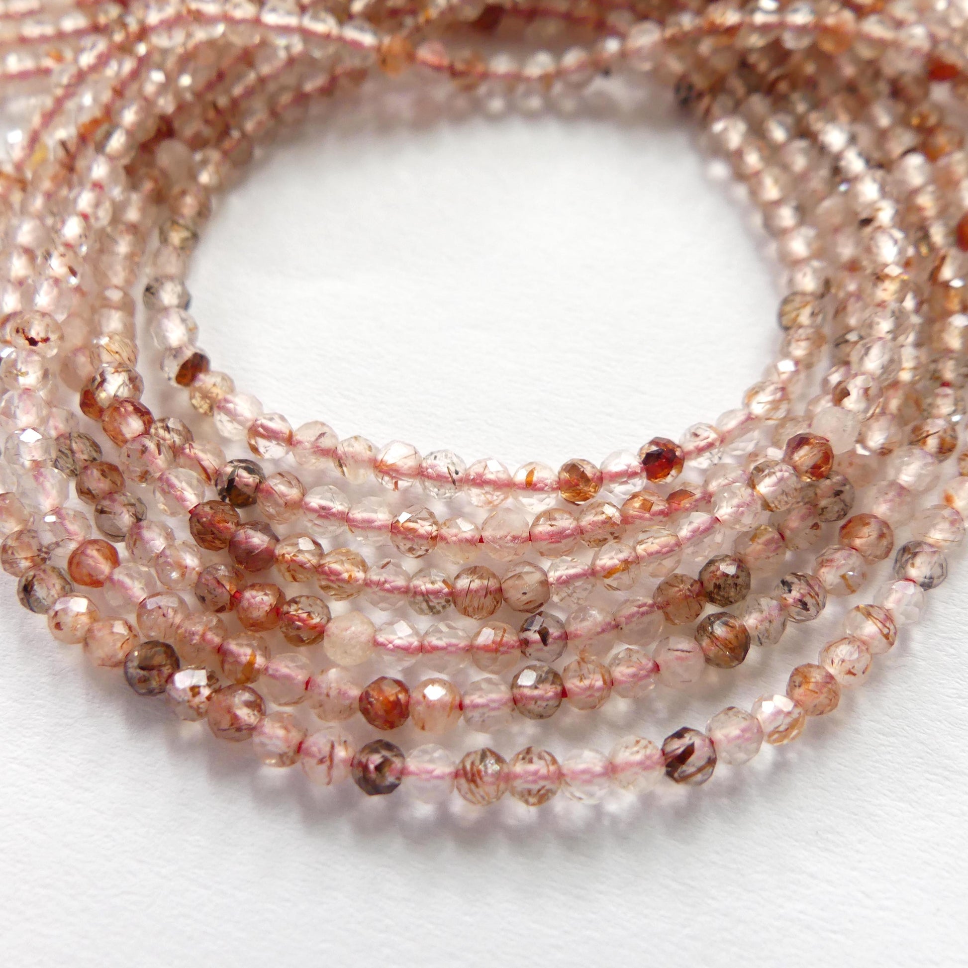 2mm AAA Brown Rutilated Quartz Faceted Beads Genuine Rutile Quartz Beads 15" Sparkly Gemstone Beads for Jewelry Making