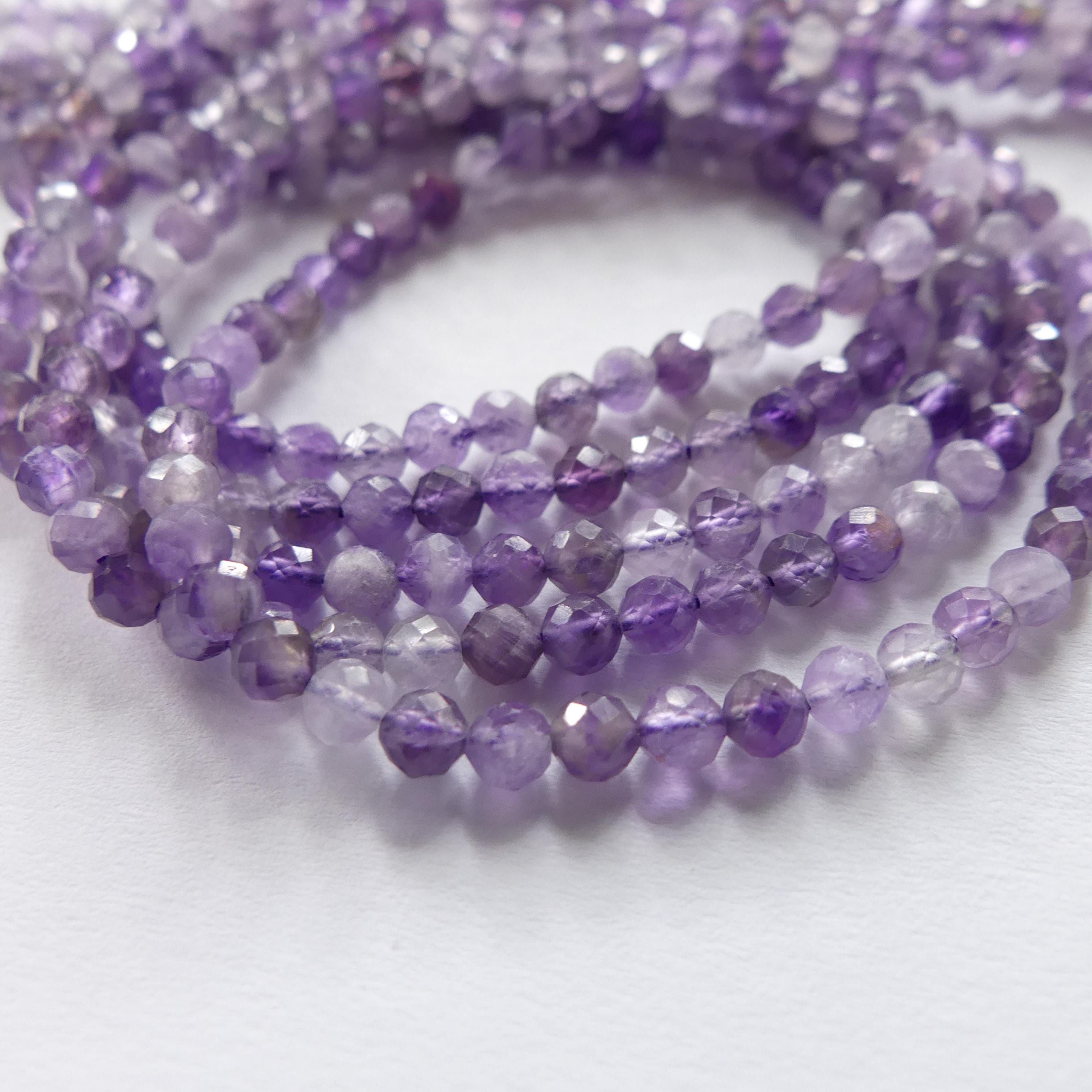 3mm AAA Lace Amethyst Beads Micro Faceted Beads 15" Purple Natural Amethyst Lilac Gemstone Beads Beading Crafter Gift February Birthstone