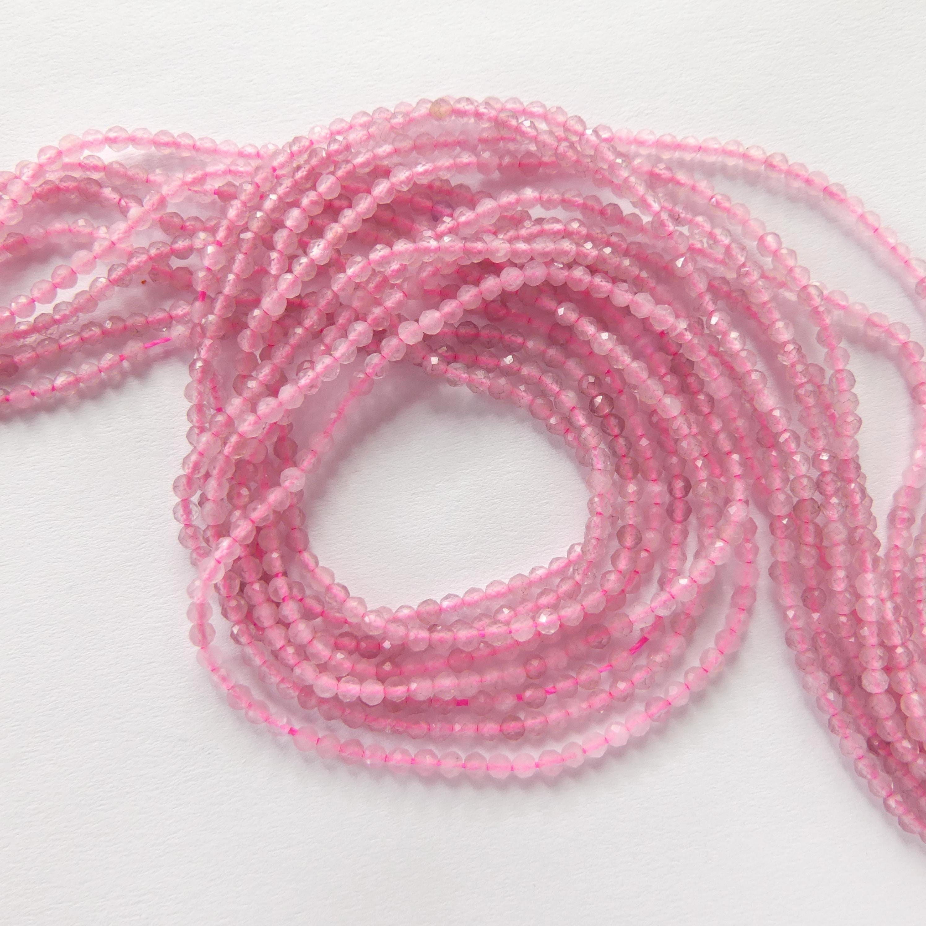 2mm Madagascar Rose Quartz Faceted Beads 15" Bright Pink Genuine Gemstone Beads for Jewelry Making Beading Craft Gift Beads
