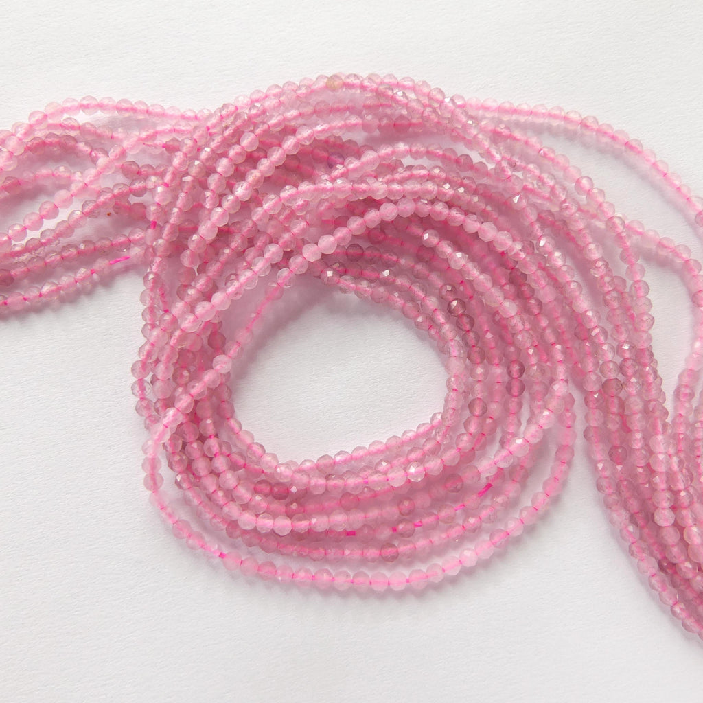 2mm Madagascar Rose Quartz Faceted Beads 15" Bright Pink Genuine Gemstone Beads for Jewelry Making Beading Craft Gift Beads