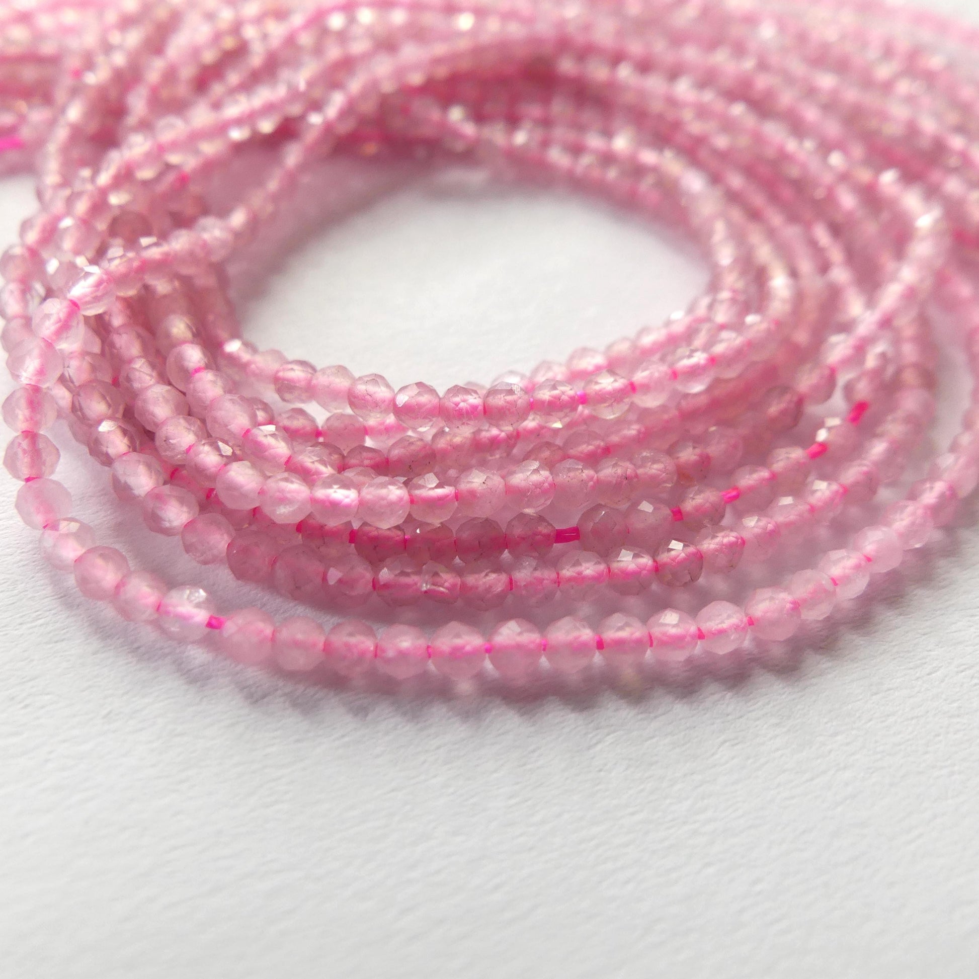 2mm Madagascar Rose Quartz Faceted Beads 15" Bright Pink Genuine Gemstone Beads for Jewelry Making Beading Craft Gift Beads