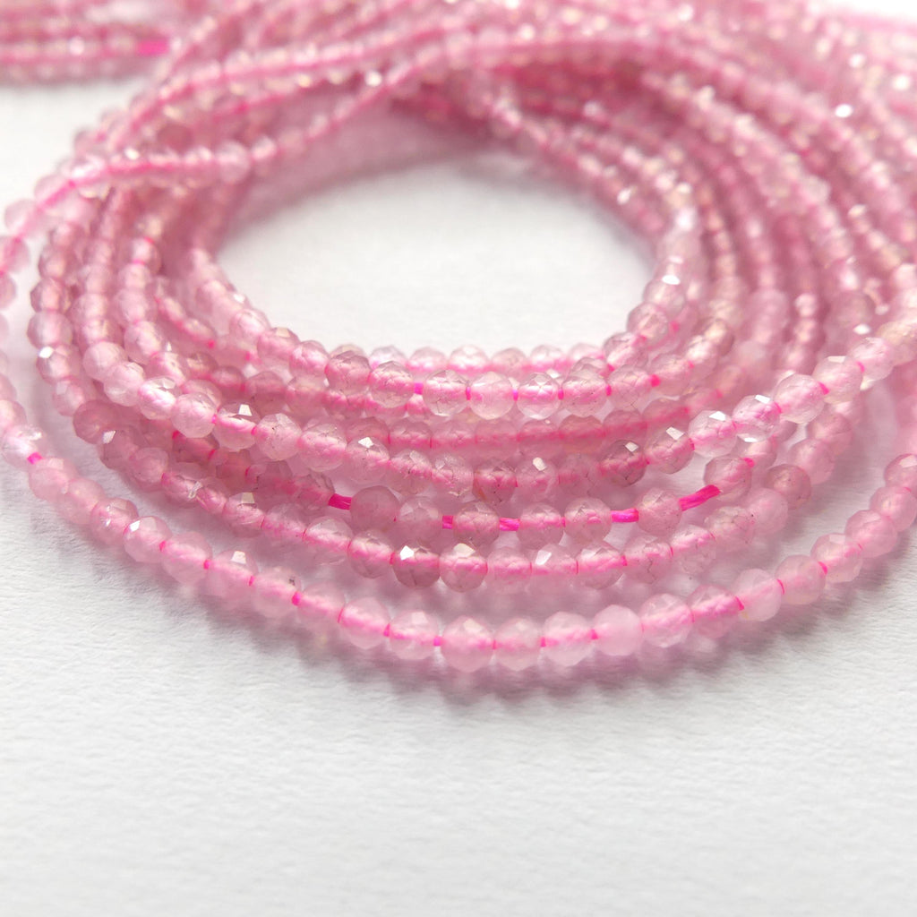 2mm Madagascar Rose Quartz Faceted Beads 15" Bright Pink Genuine Gemstone Beads for Jewelry Making Beading Craft Gift Beads