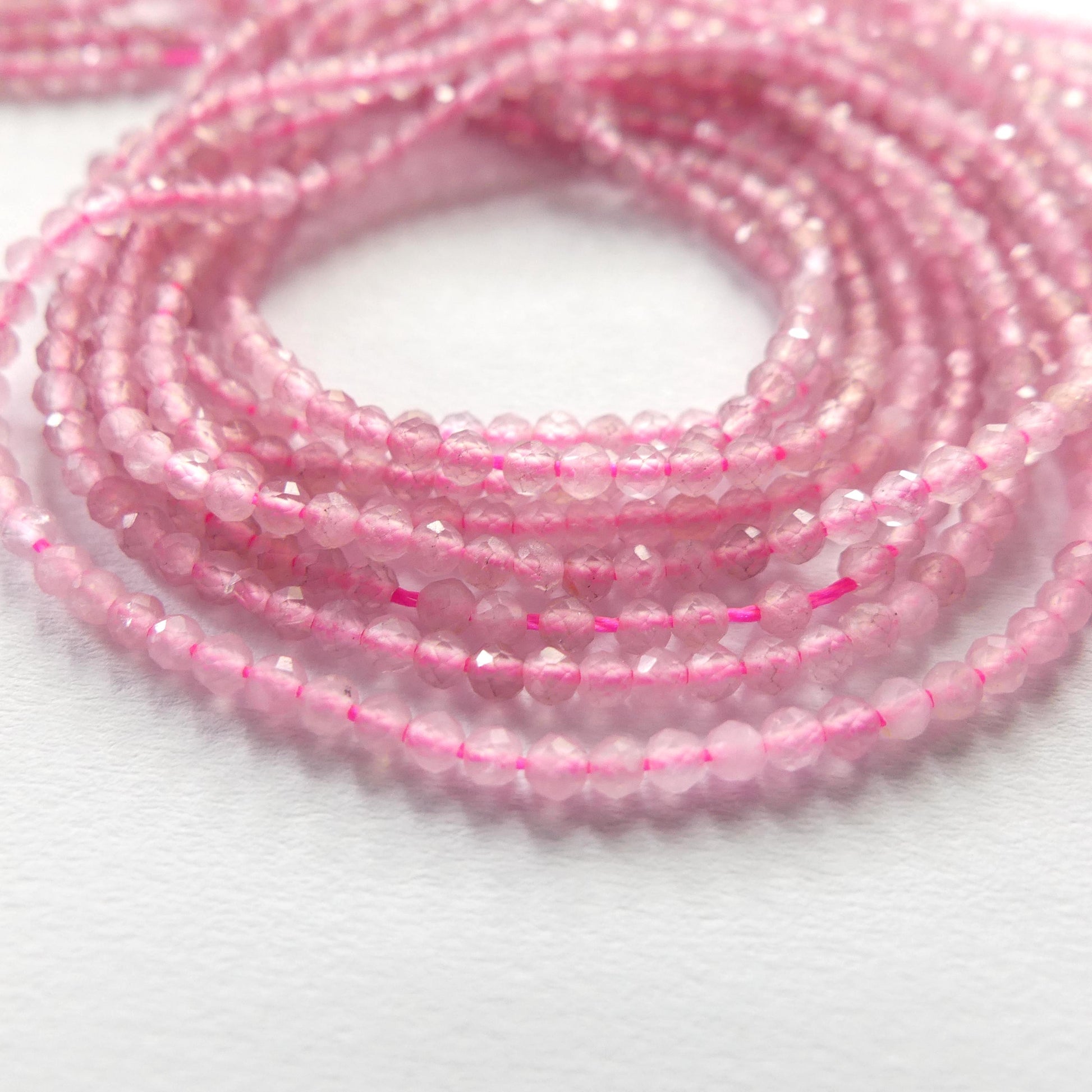 2mm Madagascar Rose Quartz Faceted Beads 15" Bright Pink Genuine Gemstone Beads for Jewelry Making Beading Craft Gift Beads