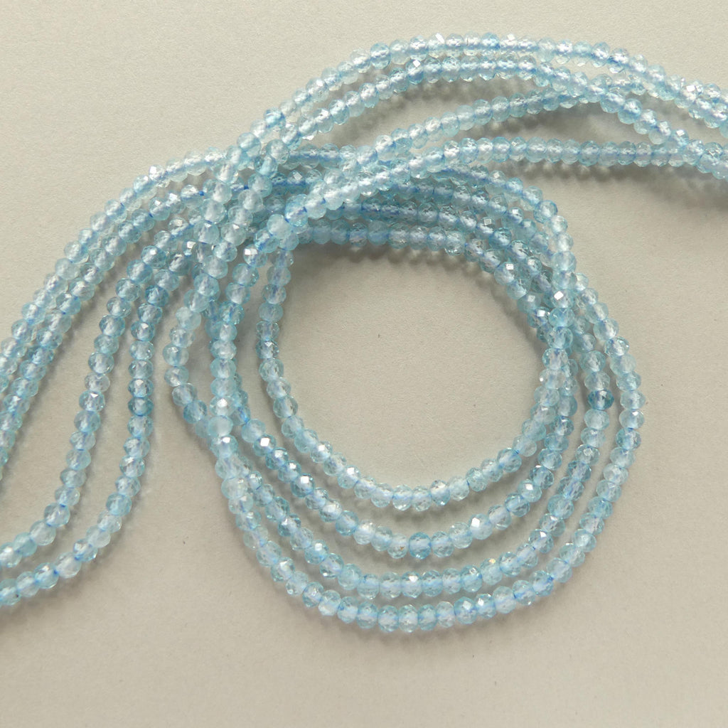 3mm Blue Topaz Faceted Beads Rondele 15" Natural Topaz Sparkly Gemstone Beads Beading Crafter Gift April Birthstone DIY Jewelry