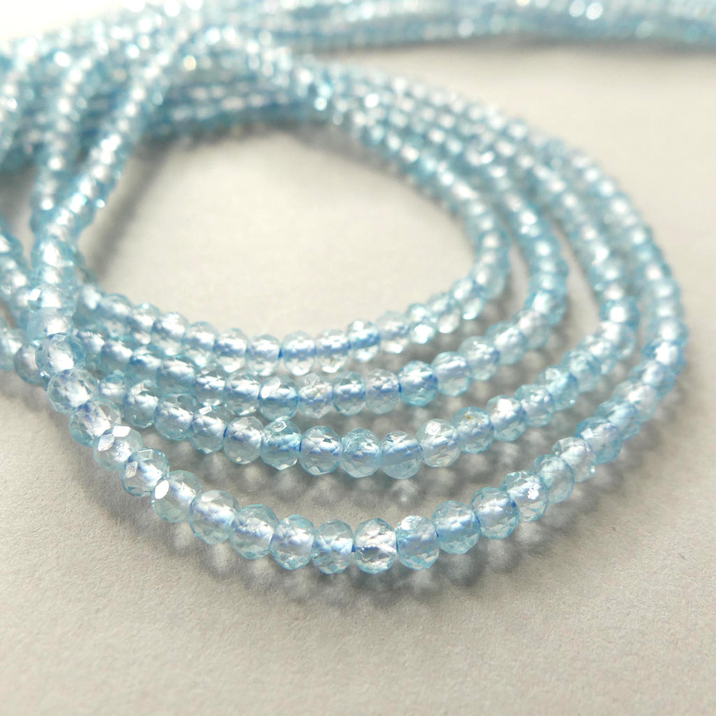 3mm Blue Topaz Faceted Beads Rondele 15" Natural Topaz Sparkly Gemstone Beads Beading Crafter Gift April Birthstone DIY Jewelry