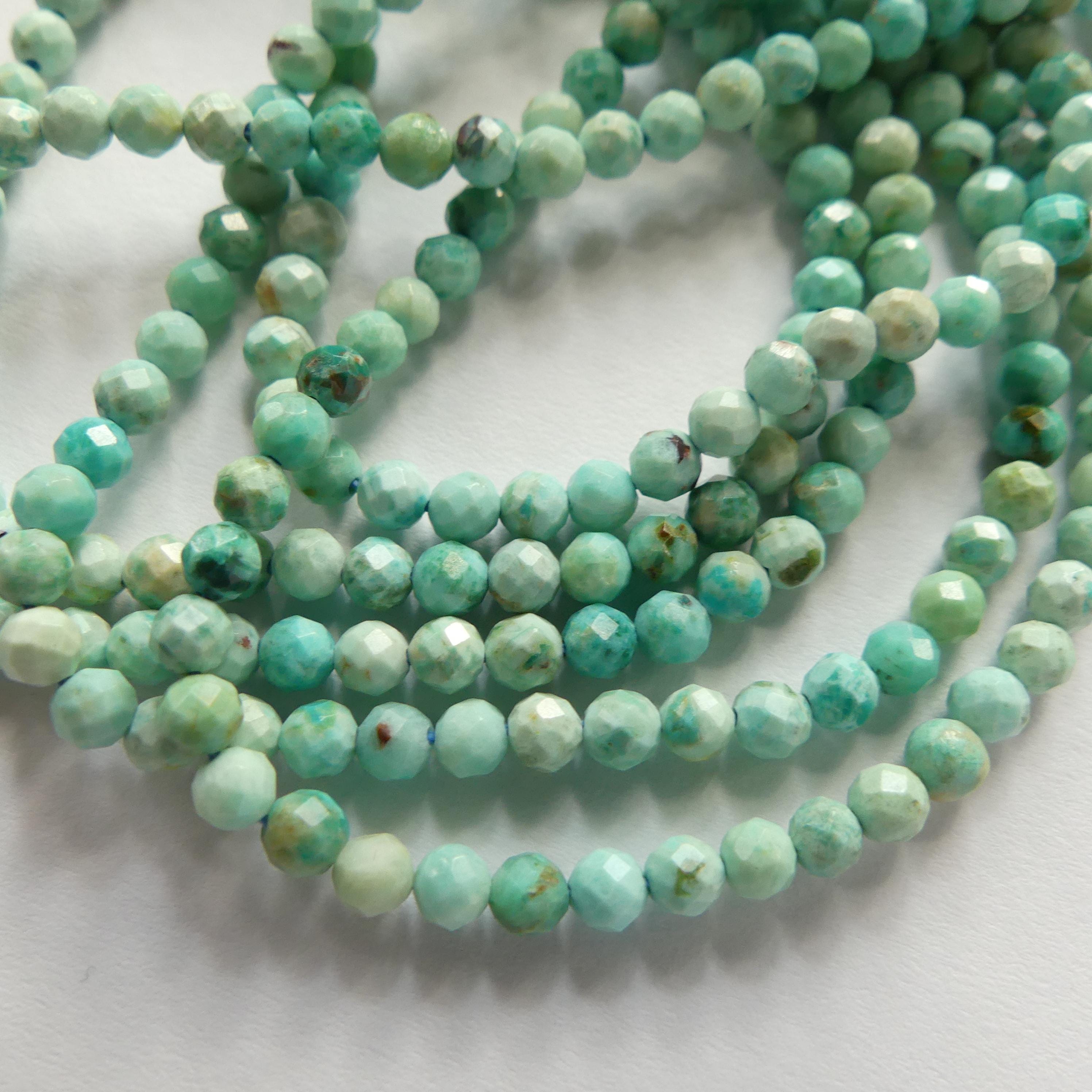 3mm AAA Peruvian Turquoise Faceted Beads 15" Peru Turquoise Genuine Gemstone Beads Jewelry Making Beading Craft Gift December Birthstone