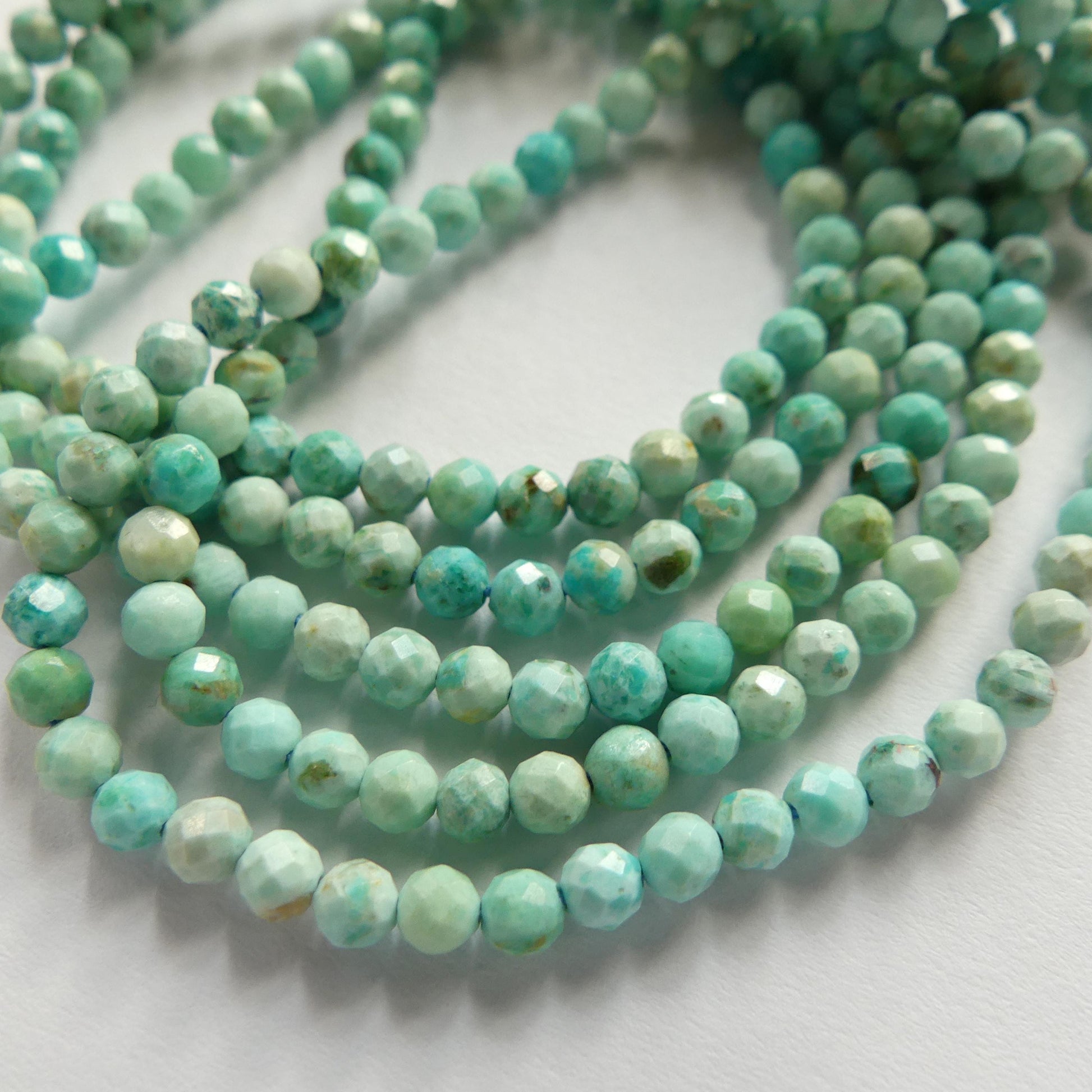 3mm AAA Peruvian Turquoise Faceted Beads 15" Peru Turquoise Genuine Gemstone Beads Jewelry Making Beading Craft Gift December Birthstone