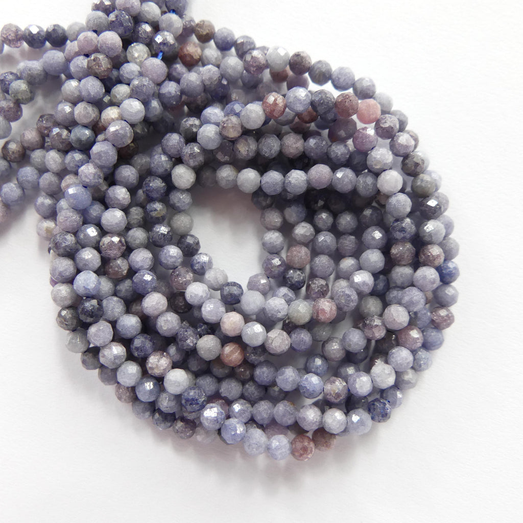 3mm Lavender Blue Sapphire Beads Faceted 15" Genuine Gemstone Beads Jewelry Making Beading Craft Gift September Birthstone