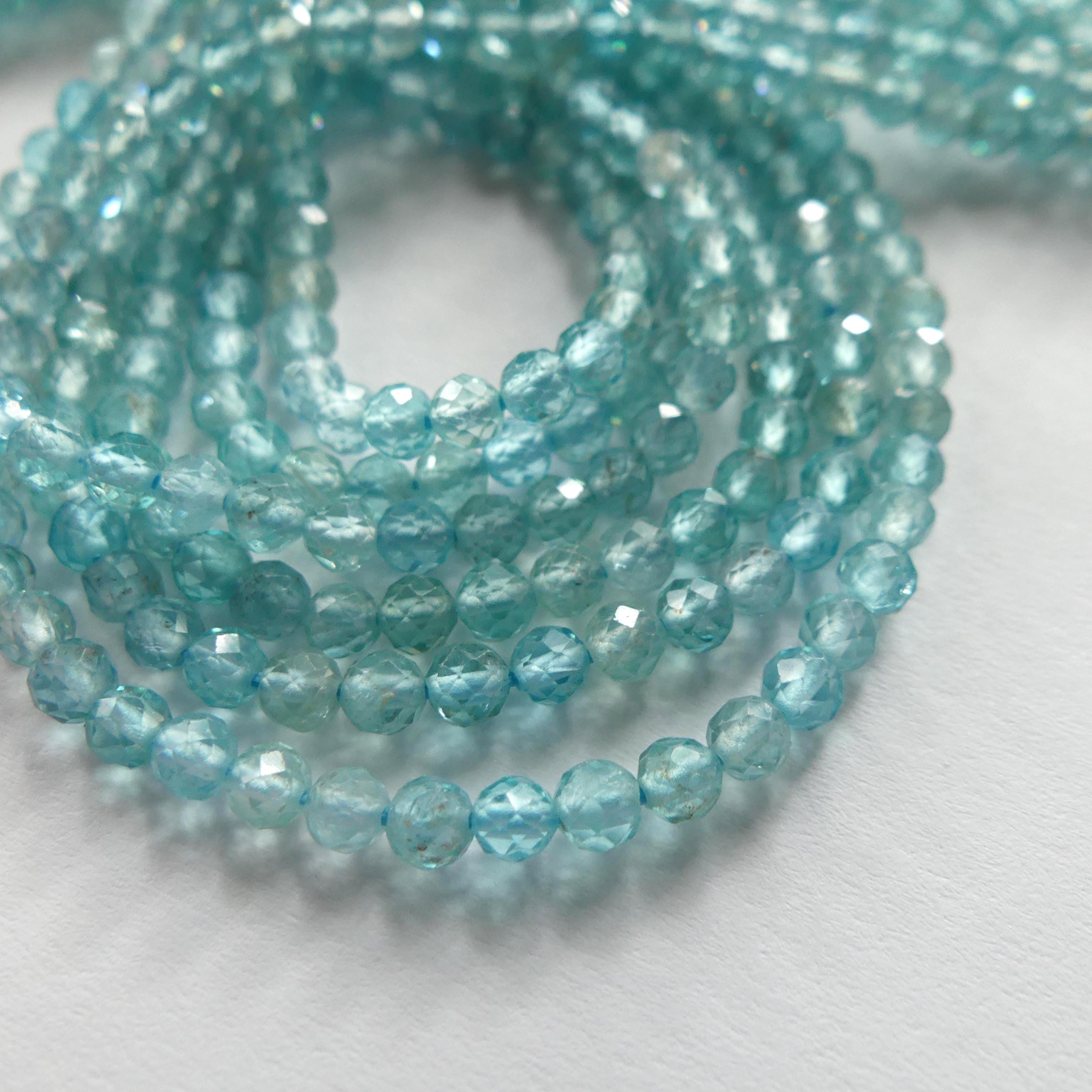 3mm AAA Sky Blue Apatite Faceted Beads 15" Genuine Gemstone Beads for Jewelry Making Beading Craft Gift Beads