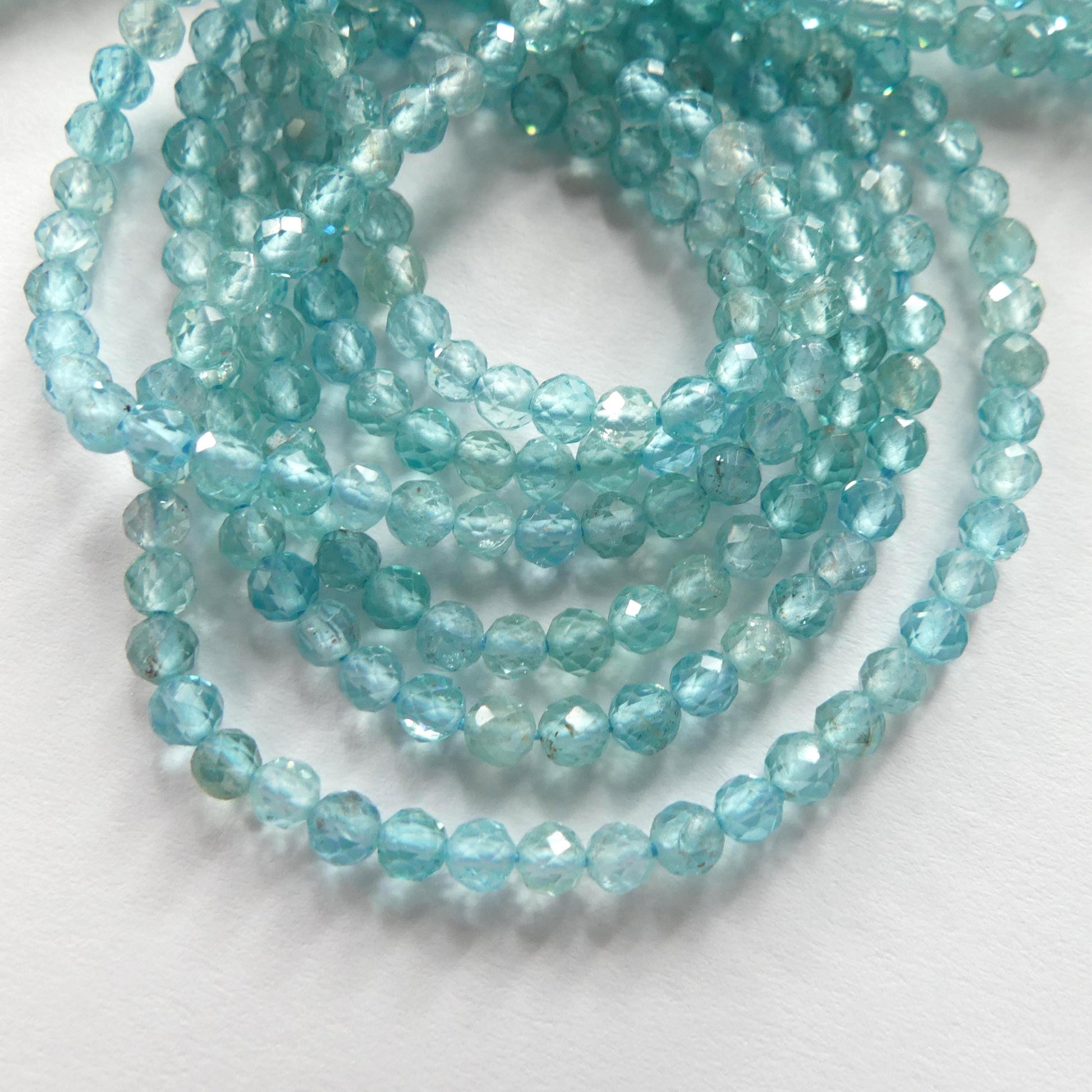 3mm AAA Sky Blue Apatite Faceted Beads 15" Genuine Gemstone Beads for Jewelry Making Beading Craft Gift Beads
