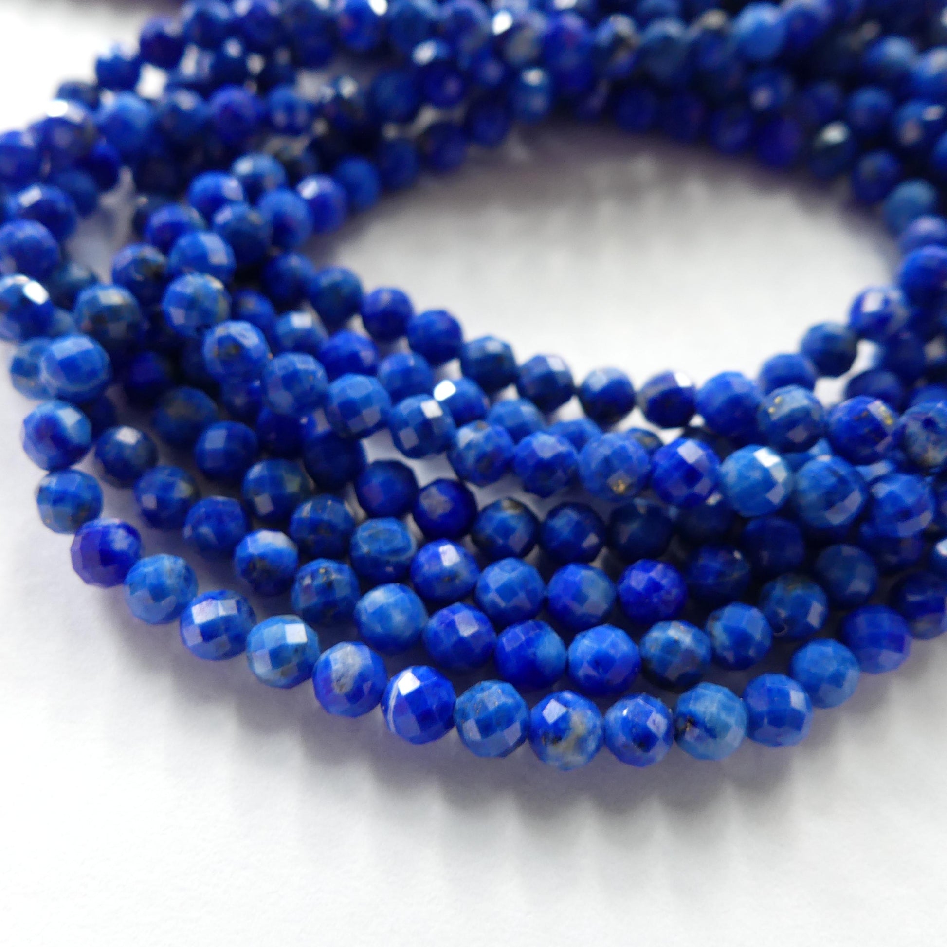 3mm Lapis Lazuli Faceted Beads 15" Selected Light Blue Lapis Gemstone Beads for Jewelry Making Beading Craft Gift Beads September Birthstone