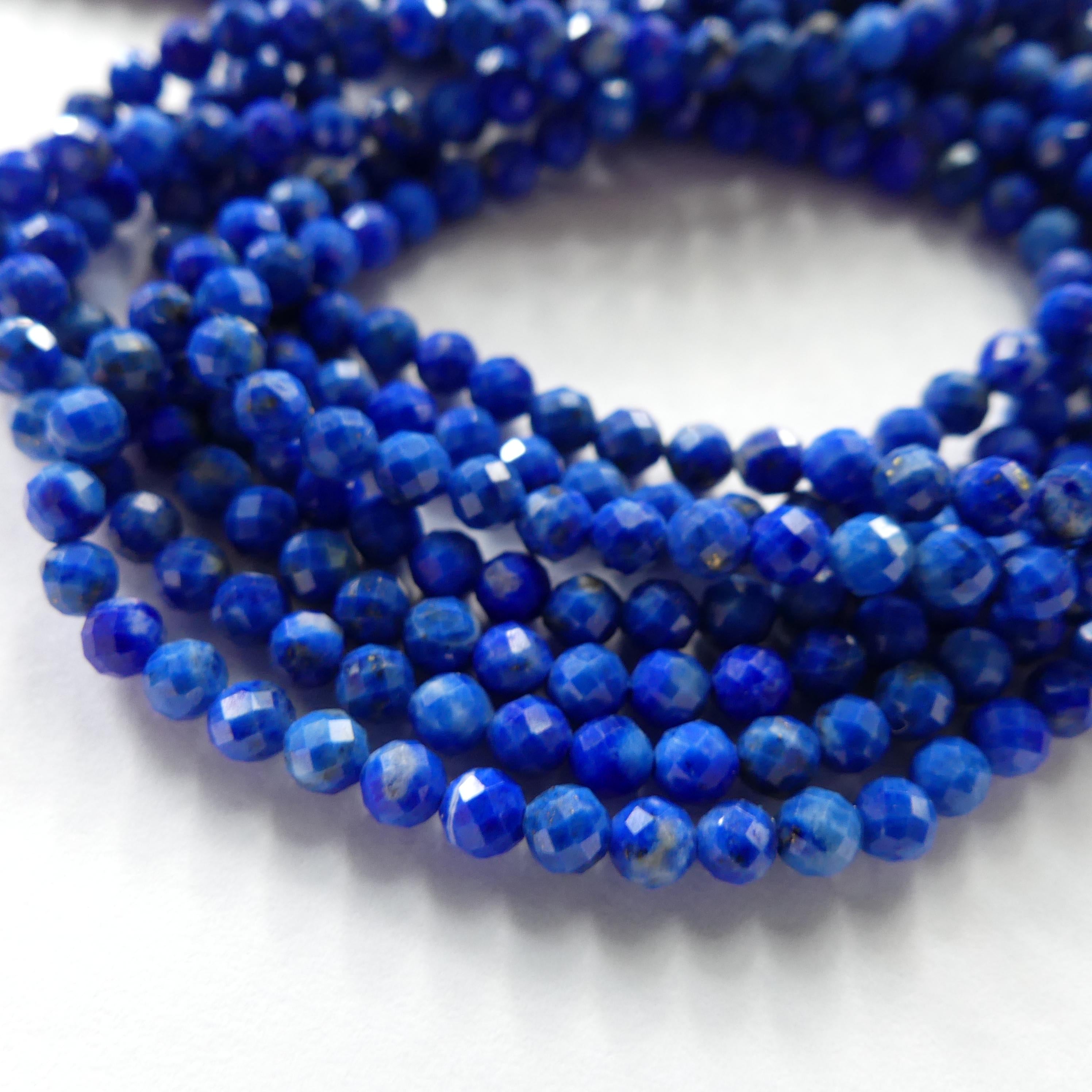 3mm Lapis Lazuli Faceted Beads 15" Selected Light Blue Lapis Gemstone Beads for Jewelry Making Beading Craft Gift Beads September Birthstone