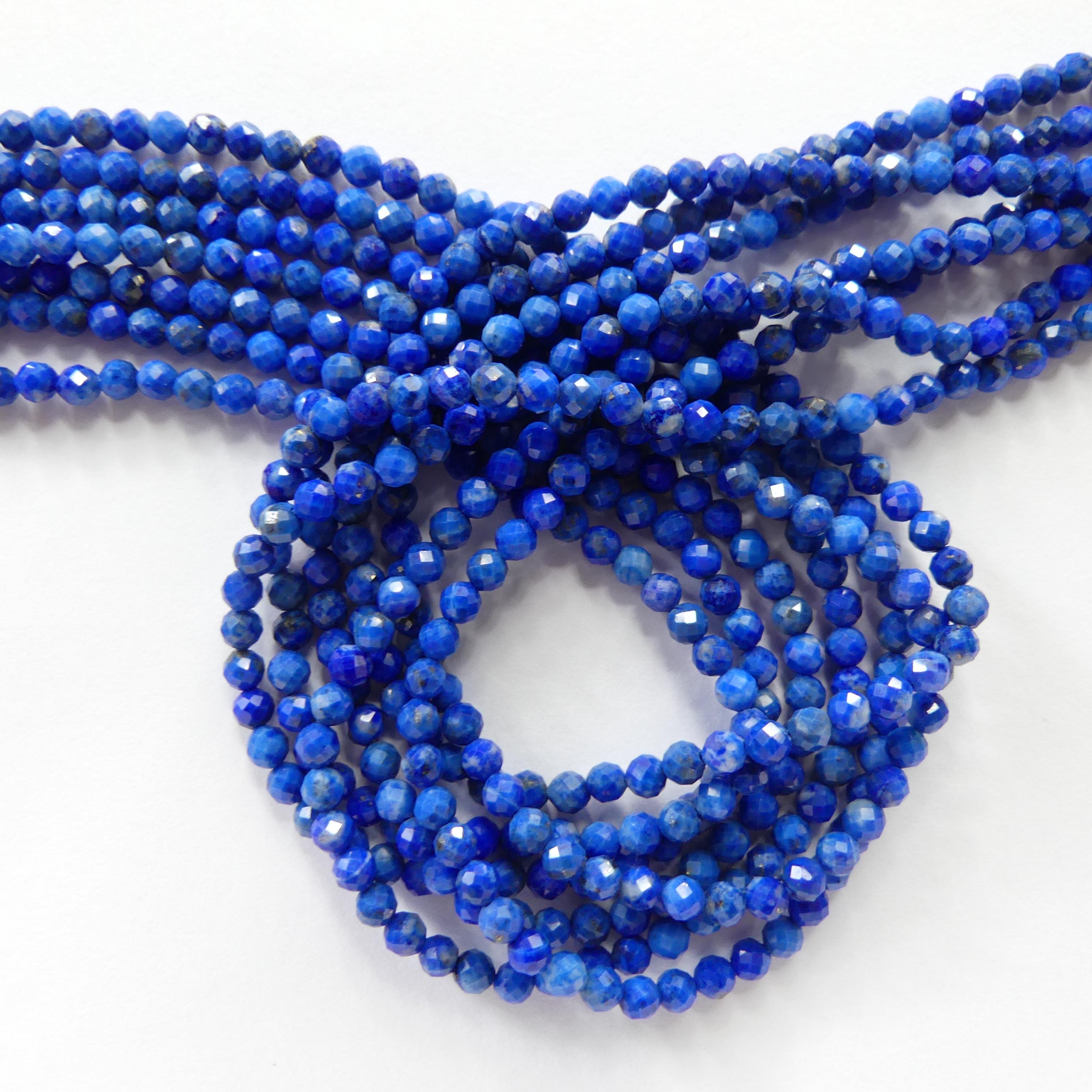 3mm Lapis Lazuli Faceted Beads 15" Selected Light Blue Lapis Gemstone Beads for Jewelry Making Beading Craft Gift Beads September Birthstone