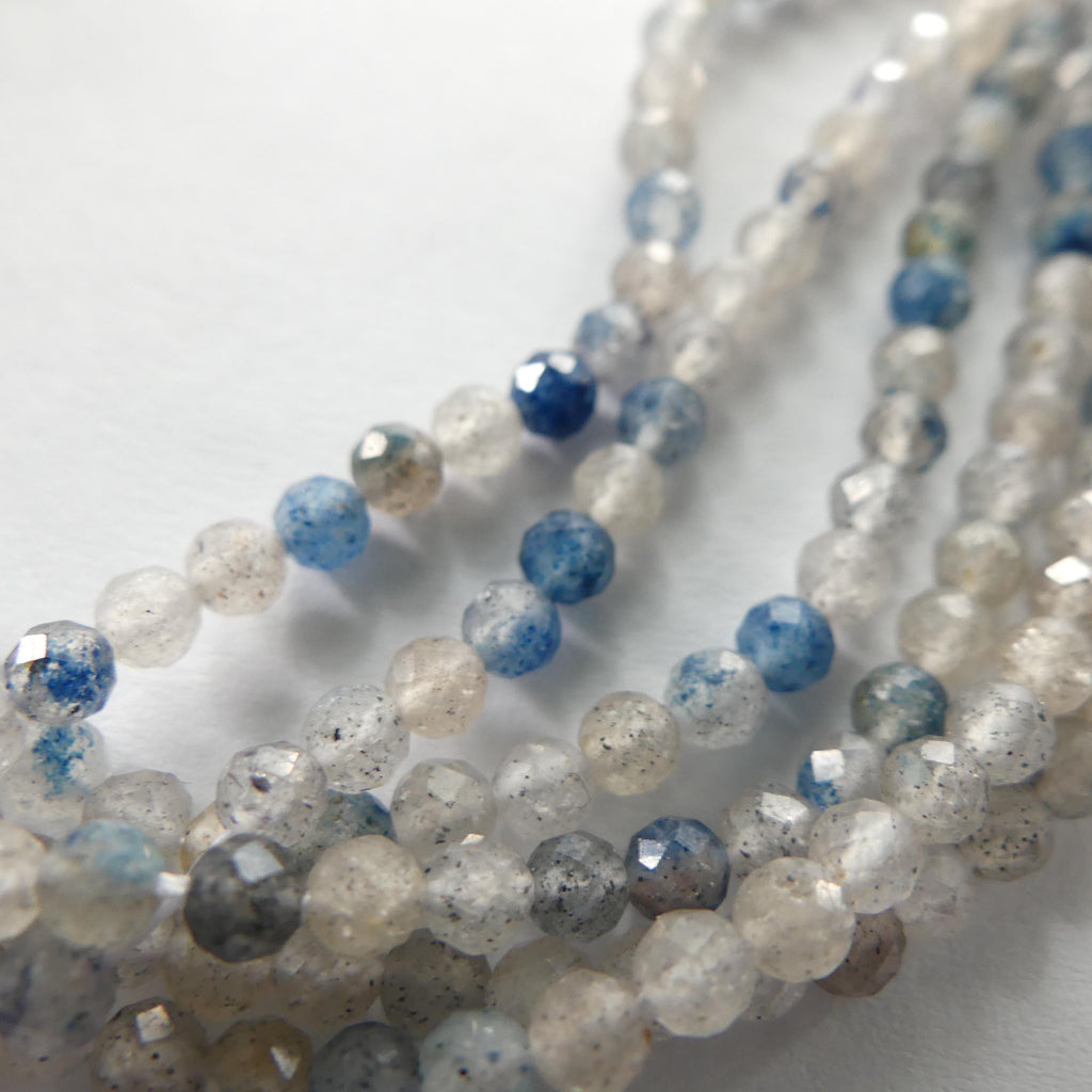 3mm Dumortierite Quartz Micro Faceted Beads Genuine Beads 15" Dumortierite in Clear Quartz Gemstone Beads Beading Crafter Gift