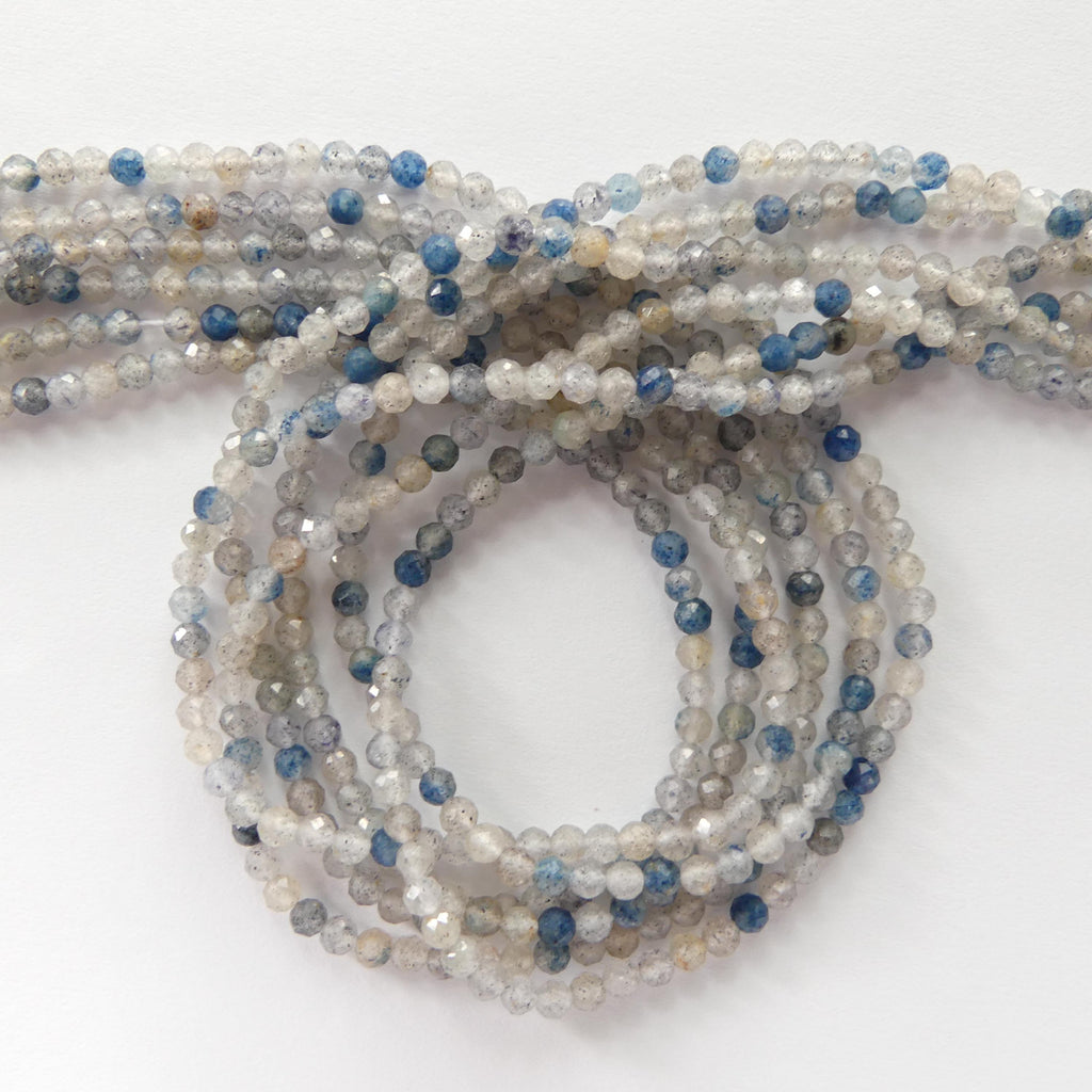 3mm Dumortierite Quartz Micro Faceted Beads Genuine Beads 15" Dumortierite in Clear Quartz Gemstone Beads Beading Crafter Gift