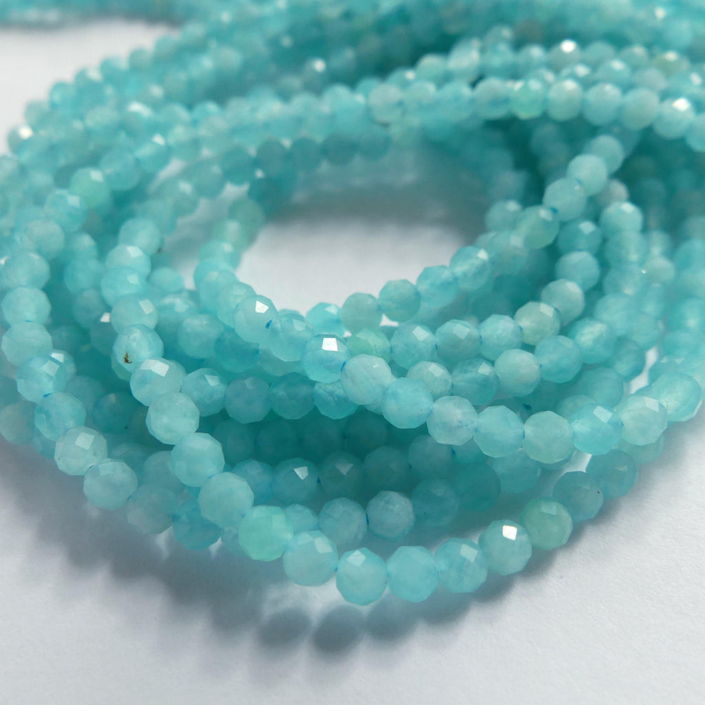 3mm Peruvian Amazonite Faceted Beads 15" Bright Blue amazonite Genuine Gemstone Beads for Jewelry Making Beading Craft Gift Beads