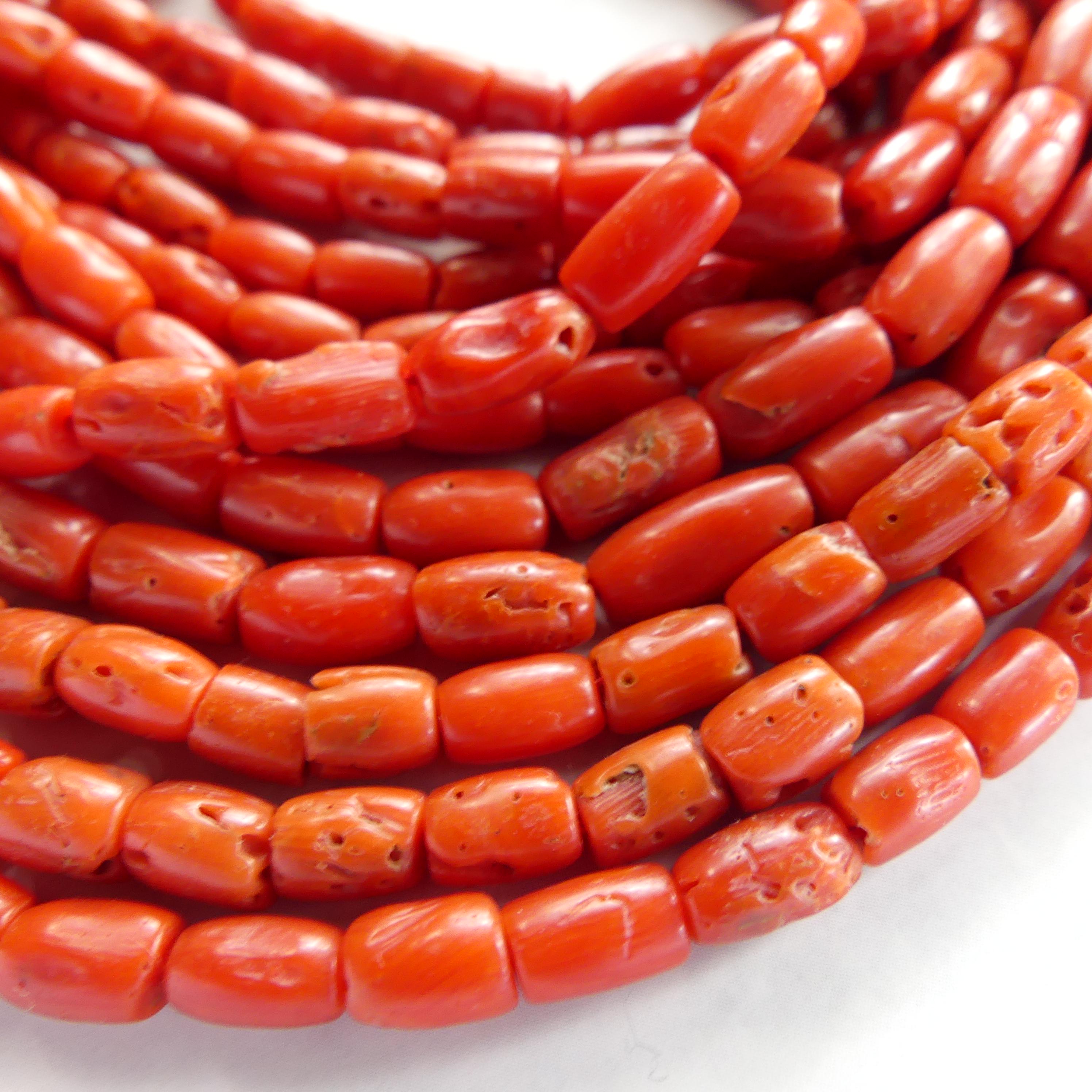 4mm Natural Rough Italian Coral Tube Beads Genuine Raw Red Coral Beads Red Gemstone Beads for Jewelry Making Gift for crafter