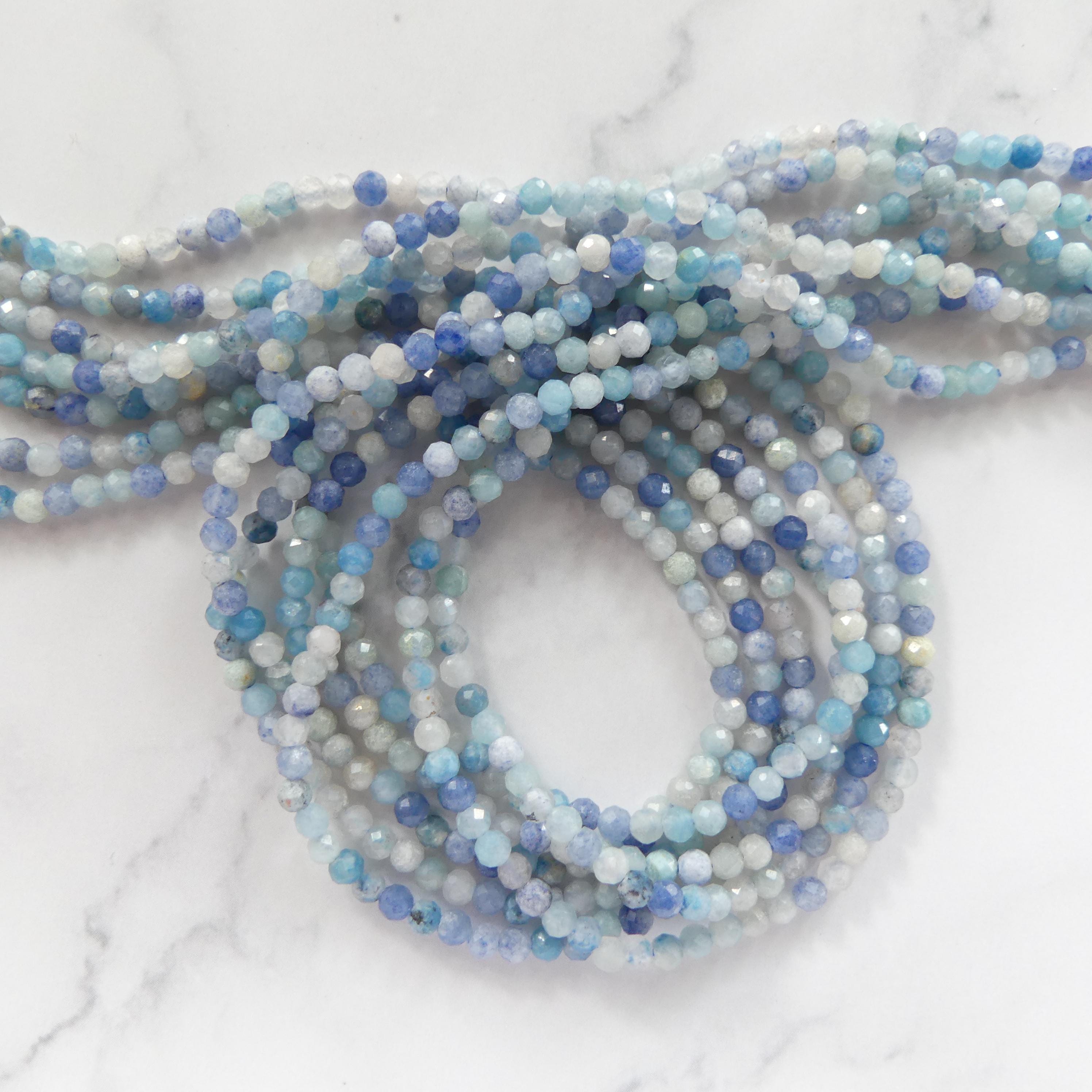 3mm Trolleite Beads Micro Faceted 15" Rare Gemstone Beads Beading Crafter Gift DIY Jewelry making Lazulite Scorzalite Quartz Mix