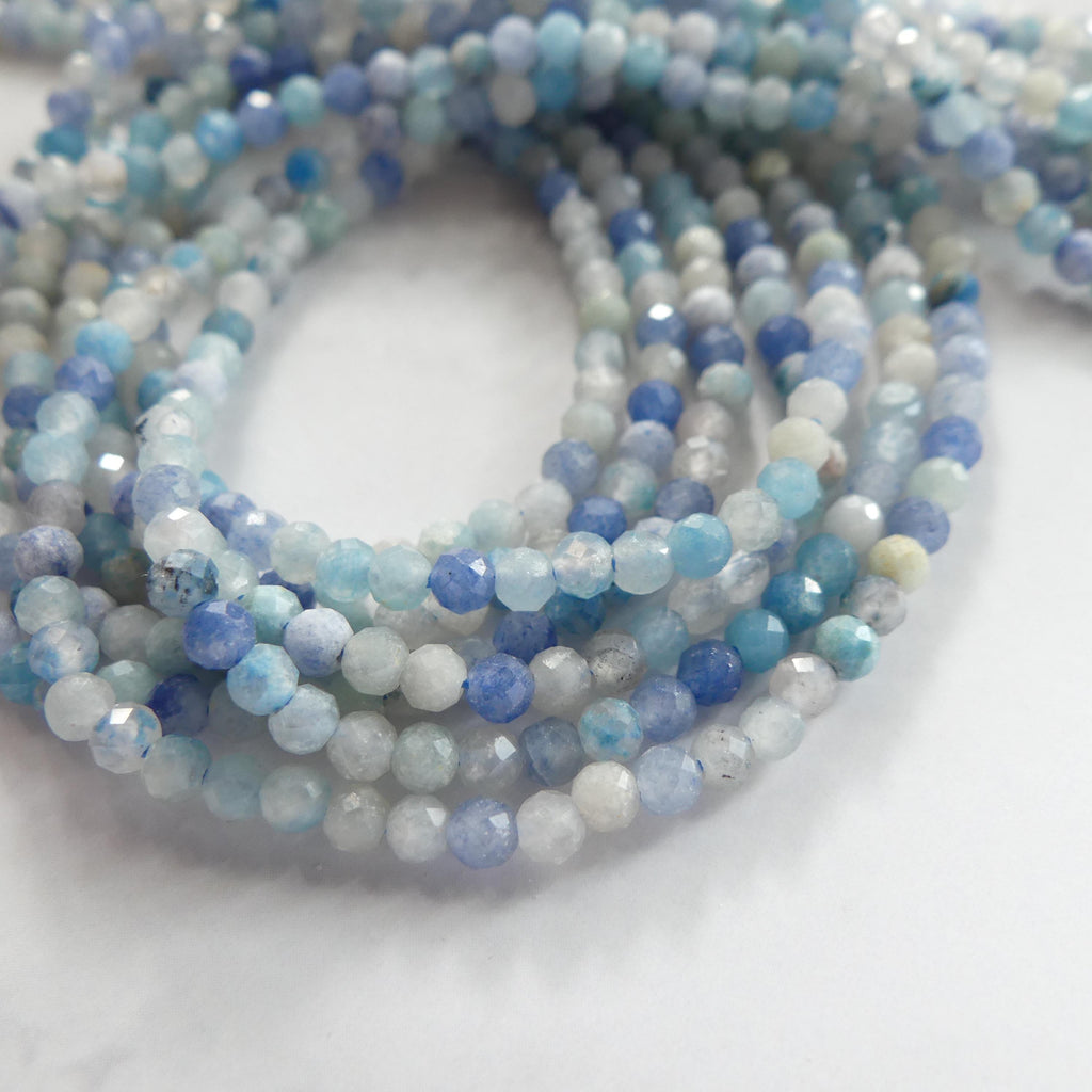 3mm Trolleite Beads Micro Faceted 15" Rare Gemstone Beads Beading Crafter Gift DIY Jewelry making Lazulite Scorzalite Quartz Mix