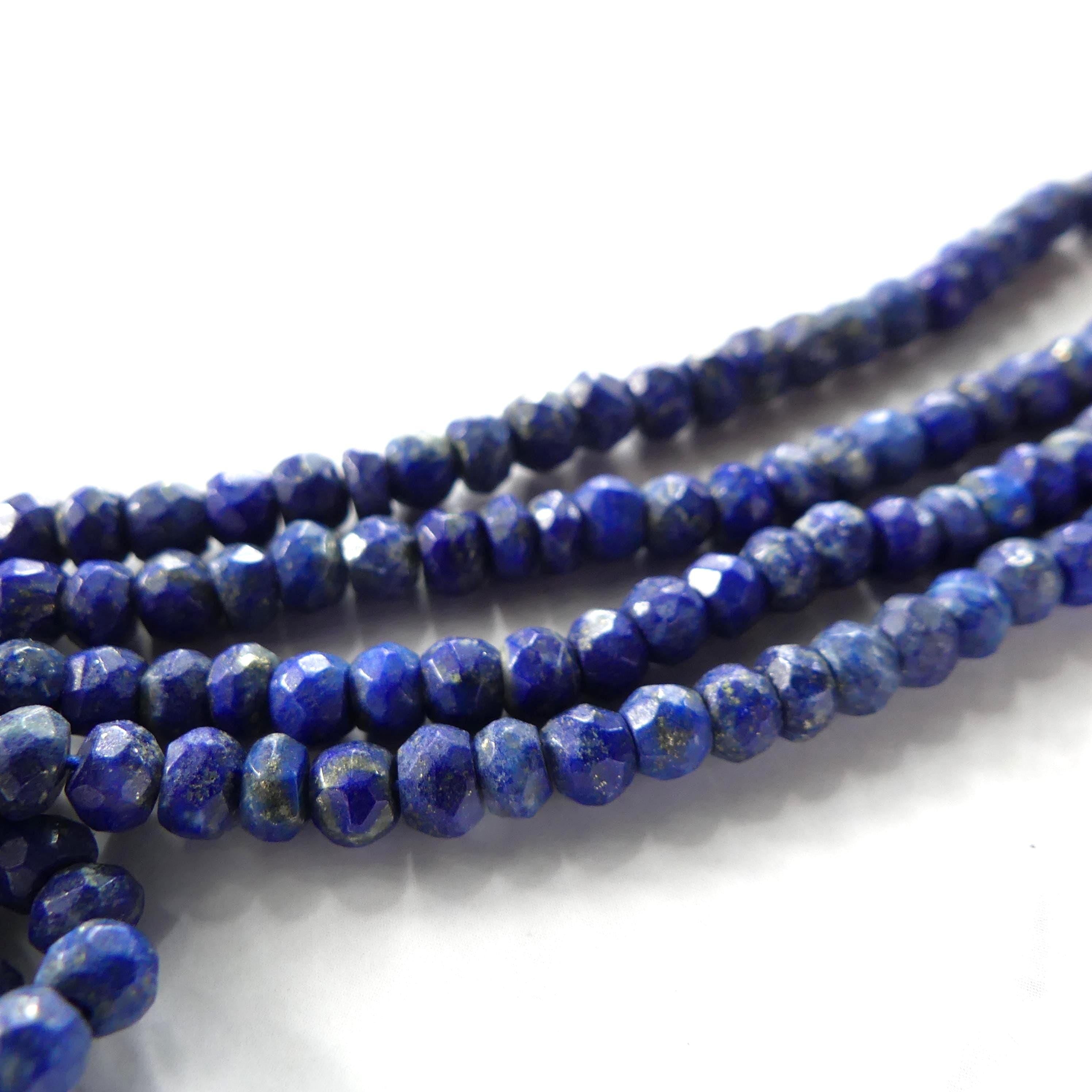 4mm 4.5mm Lapis Lazuli Rondel Beads 12" Blue Hand Faceted Lapis Gemstone Beads for Beading Craft Gift Beads DIY Jewelry Making