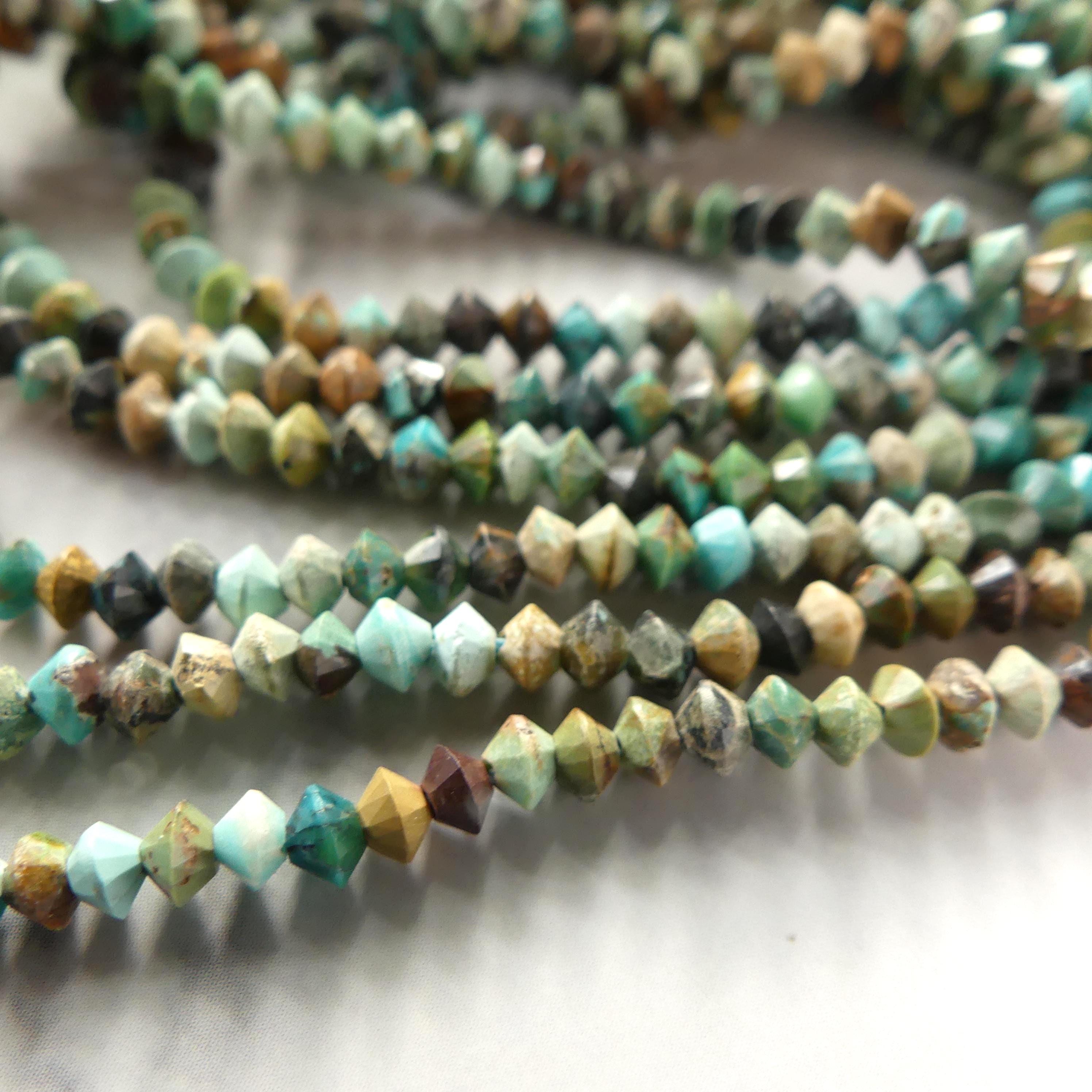 3mm Hubei Turquoise Bicone Beads 15" Blue Turquoise Genuine Gemstone Beads for Jewelry Making Beading Craft Gift Beads