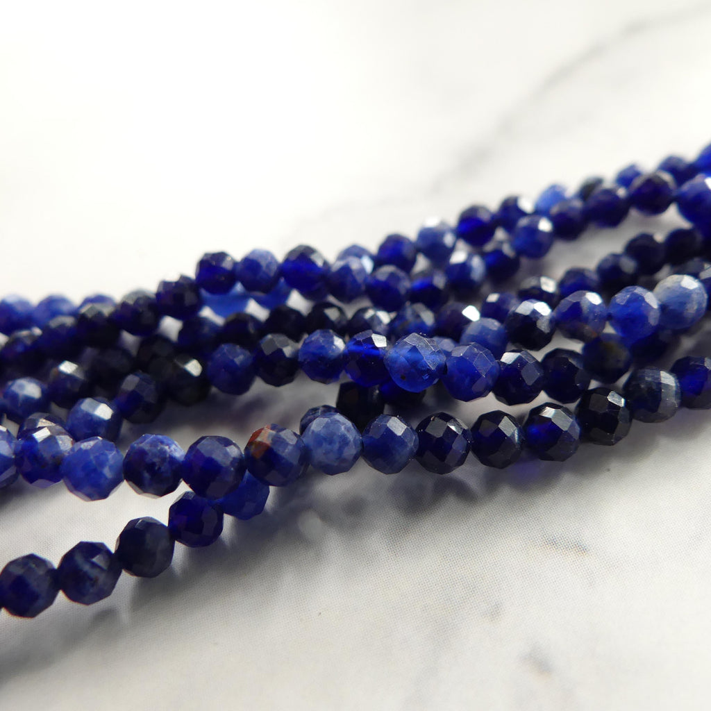 3mm Sodalite Faceted Beads 15" Marine Blue Sodalite Genuine Gemstone Beads for Jewelry Making Beading Craft Gift Beads