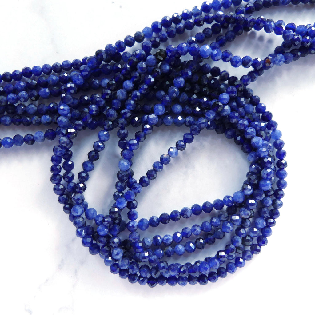 3mm Sodalite Faceted Beads 15" Marine Blue Sodalite Genuine Gemstone Beads for Jewelry Making Beading Craft Gift Beads