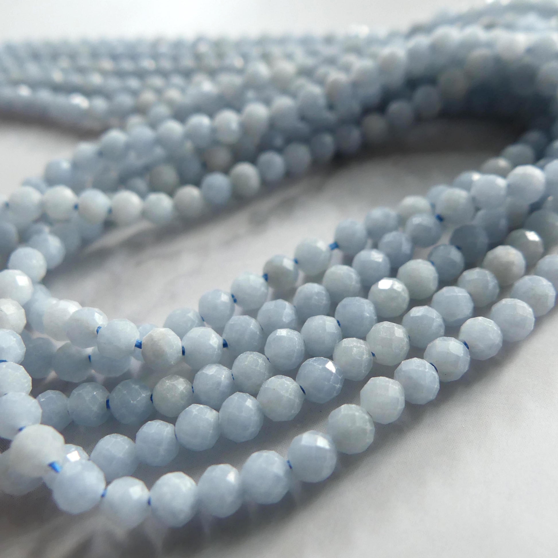 3mm Angelite Faceted Beads Genuine Beads 15" Pale Blue Gemstone Beads Beading Crafter Gift DIY Jewelry Making Seed Beads Baby Blue Crystal